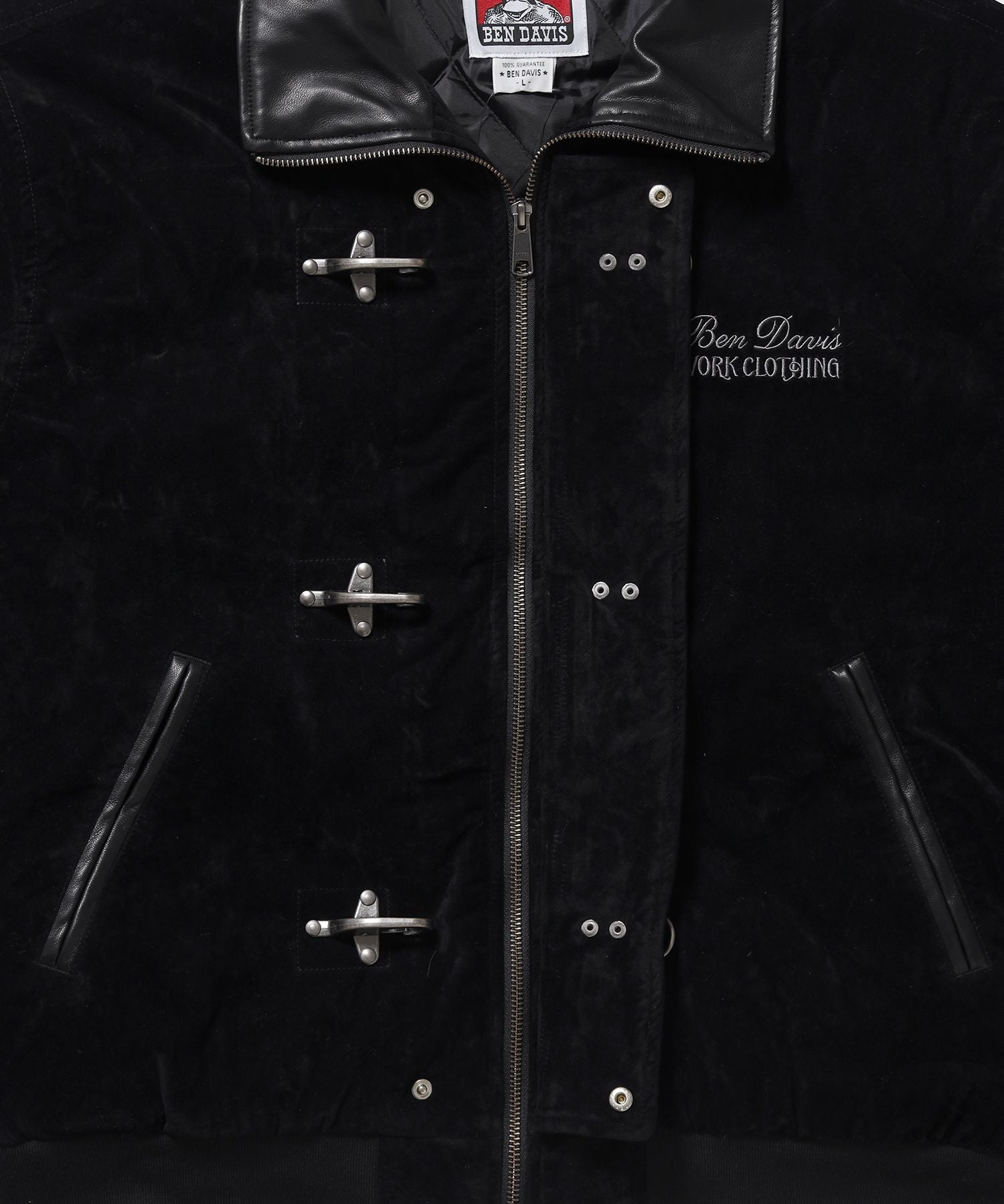 FAUX SUEDE RESCUE JACKET / レスキュージャケット フェイクスエード 中綿キルティング ハイネック ワッペン アウター ユニセックス ブラック