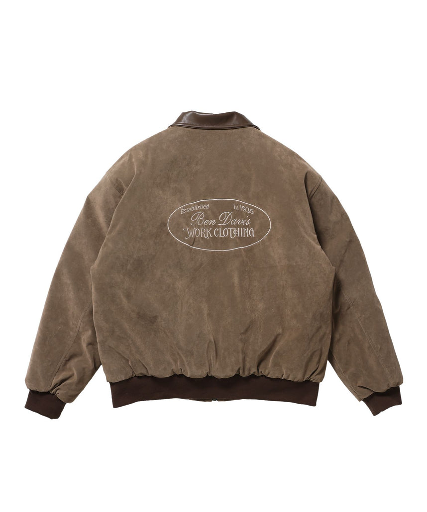 【BEN DAVIS(ベンデイビス)】FAUX SUEDE RESCUE JACKET / レスキュージャケット フェイクスエード 中綿キルティング ハイネック ワッペン アウター ユニセックス ブラウン