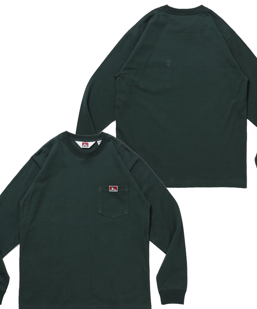 【BEN DAVIS(ベンデイビス)】L/S POCKET TEE (REG) / ユニセックス ロングスリーブ ポケットT レギュラーフィット 長袖 ワンポイント ダークグリーン