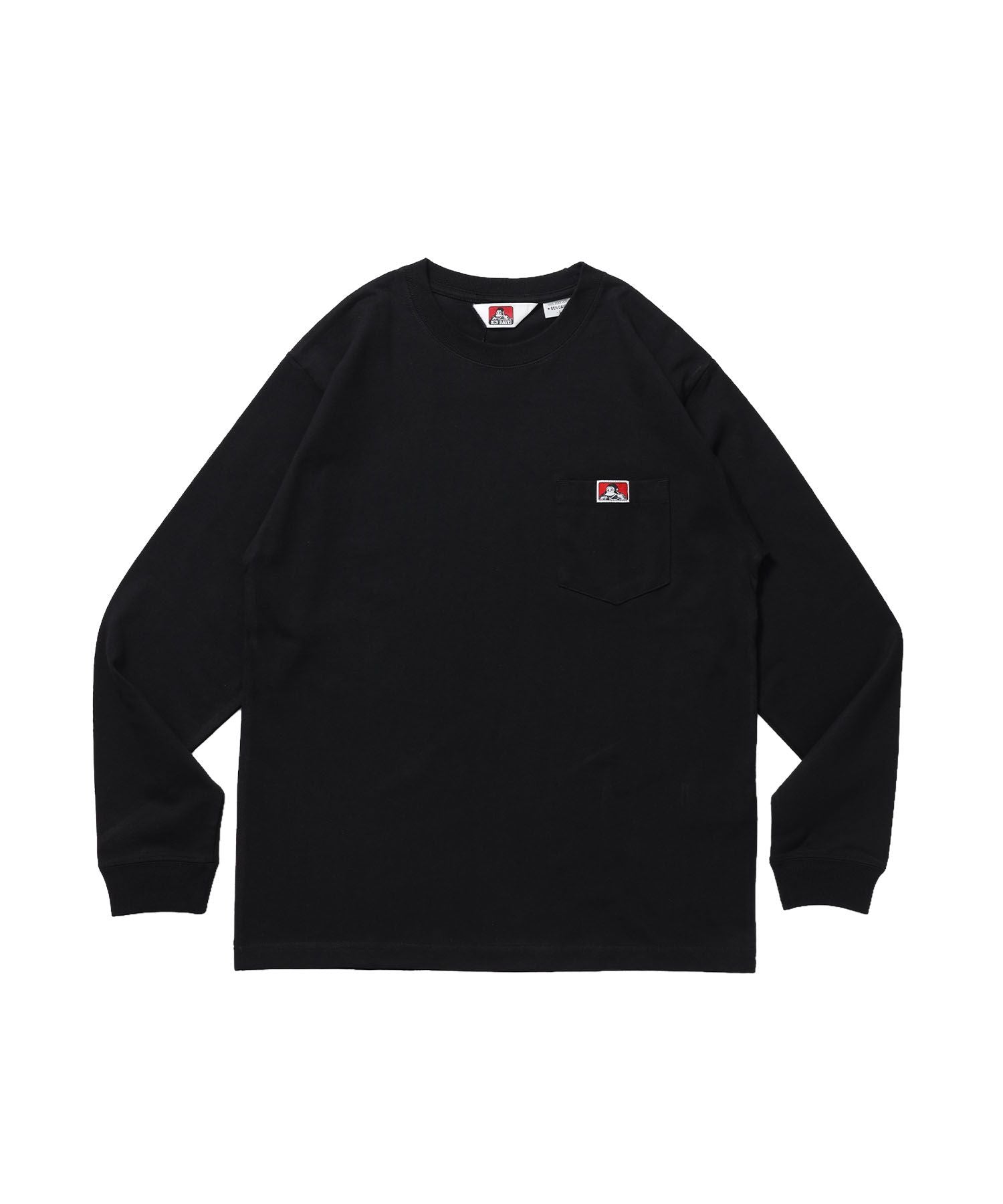 【BEN DAVIS(ベンデイビス)】L/S POCKET TEE (REG) / ユニセックス ロングスリーブ ポケットT レギュラーフィット 長袖 ワンポイント ブラック