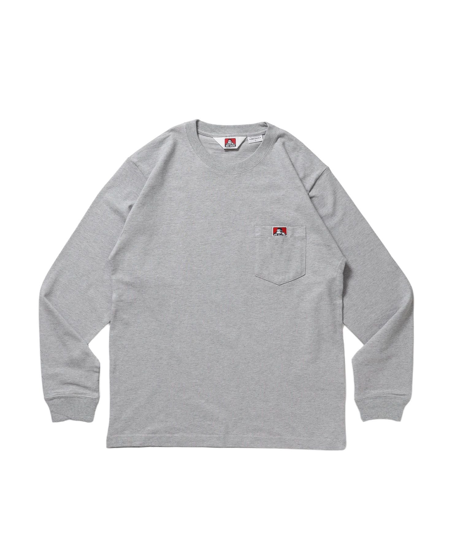 【BEN DAVIS(ベンデイビス)】L/S POCKET TEE (REG) / ユニセックス ロングスリーブ ポケットT レギュラーフィット 長袖 ワンポイント グレー