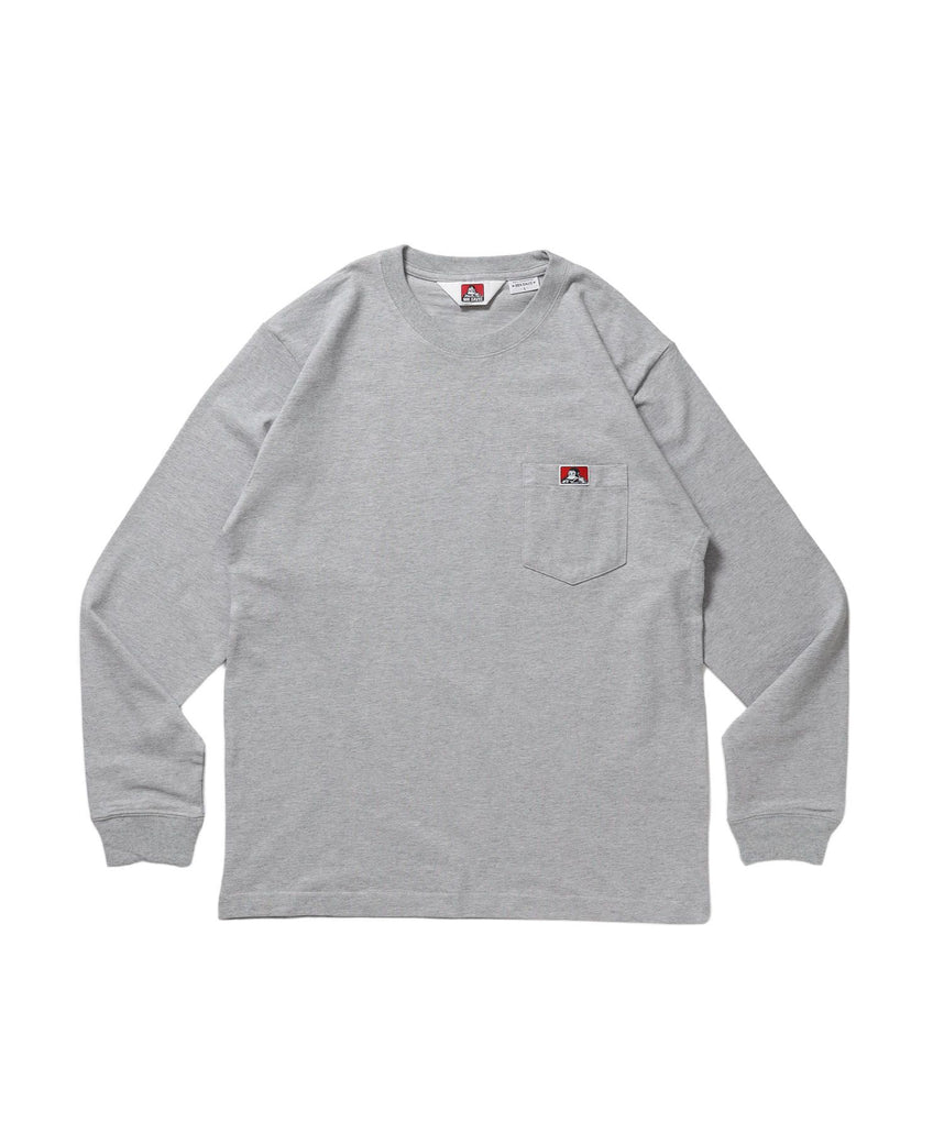 【BEN DAVIS(ベンデイビス)】L/S POCKET TEE (REG) / ユニセックス ロングスリーブ ポケットT レギュラーフィット 長袖 ワンポイント グレー