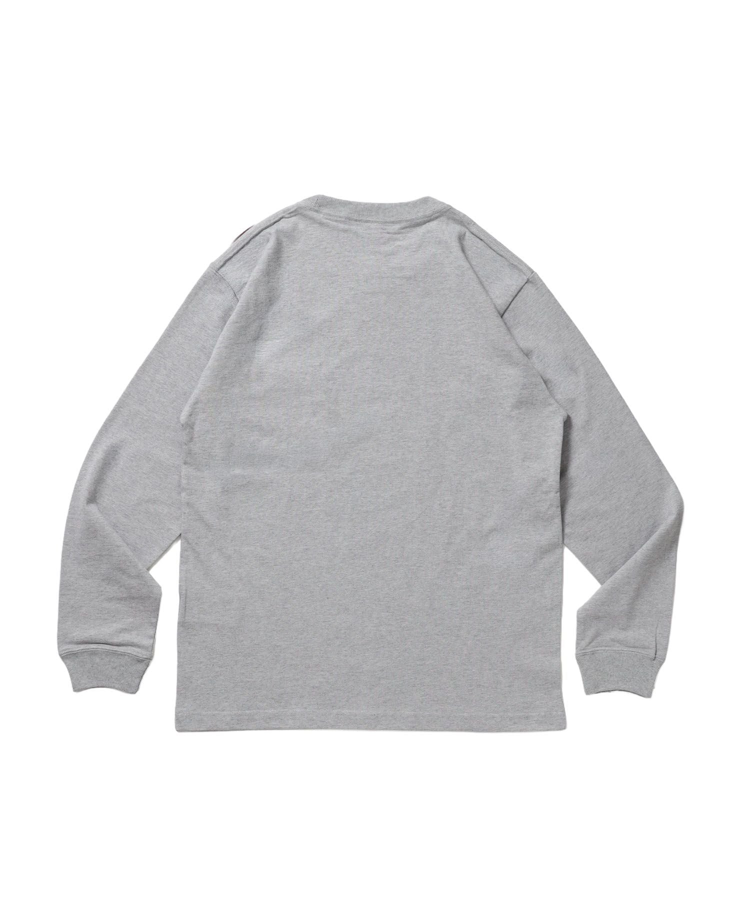L/S POCKET TEE (REG) / ユニセックス ロングスリーブ ポケットT レギュラーフィット 長袖 ワンポイント グレー