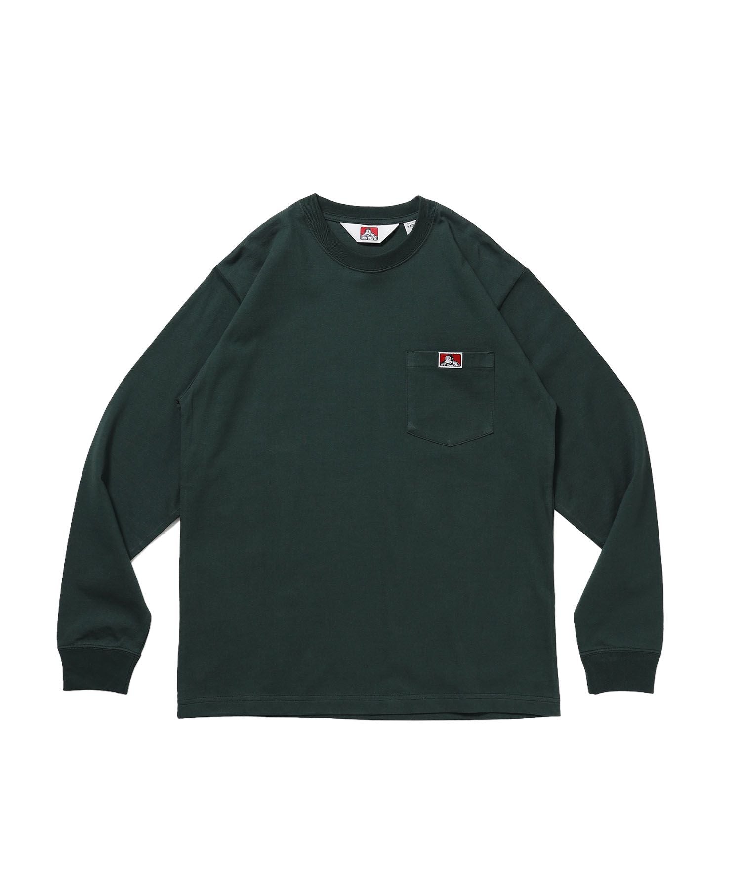 【BEN DAVIS(ベンデイビス)】L/S POCKET TEE (REG) / ユニセックス ロングスリーブ ポケットT レギュラーフィット 長袖 ワンポイント ダークグリーン