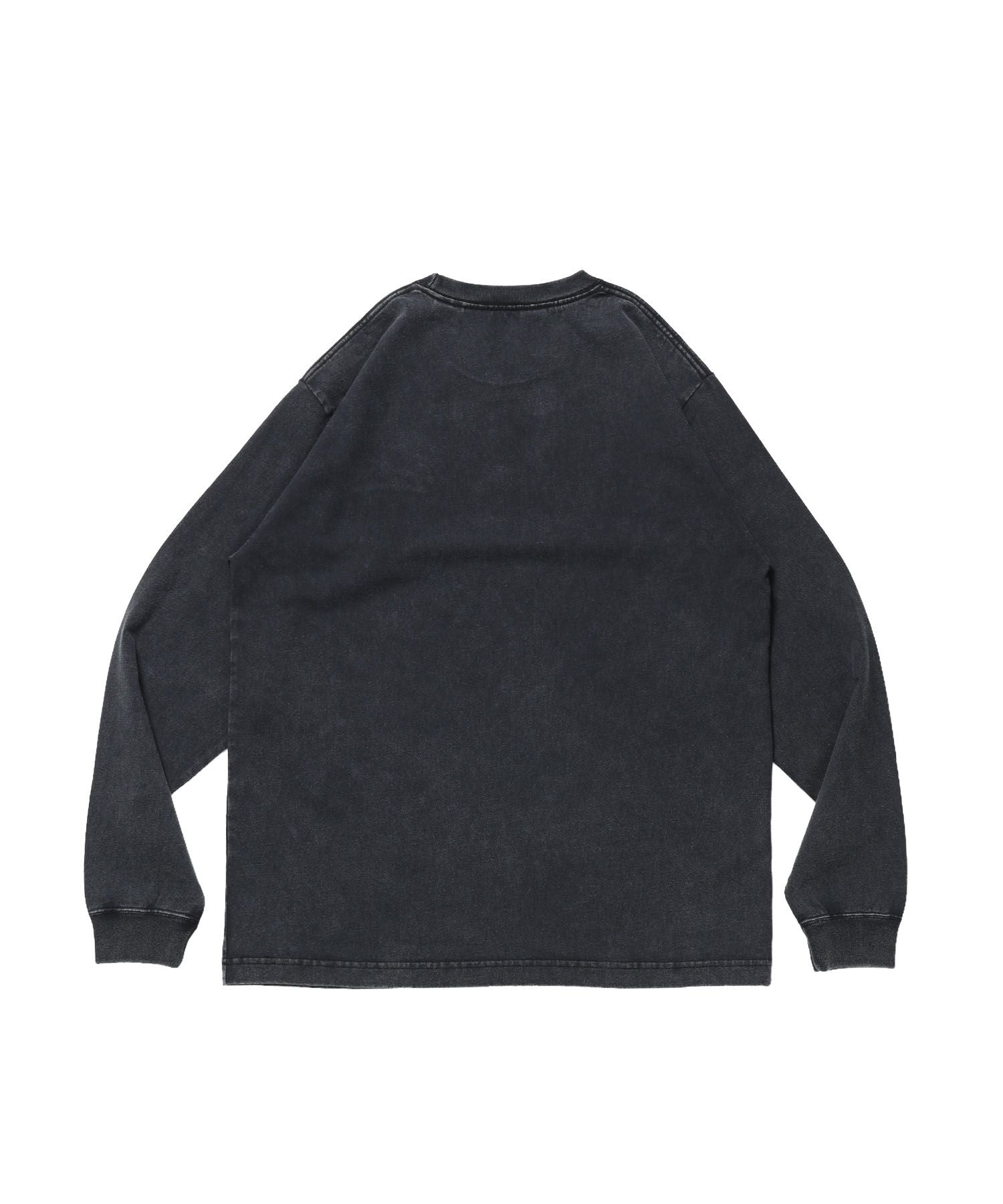 SCRIPT VNTG L/S TEE (REG) / ロンT 長袖 刺繍 ビスネーム ヴィンテージ加工 レギュラーフィット ユニセックス ブラック