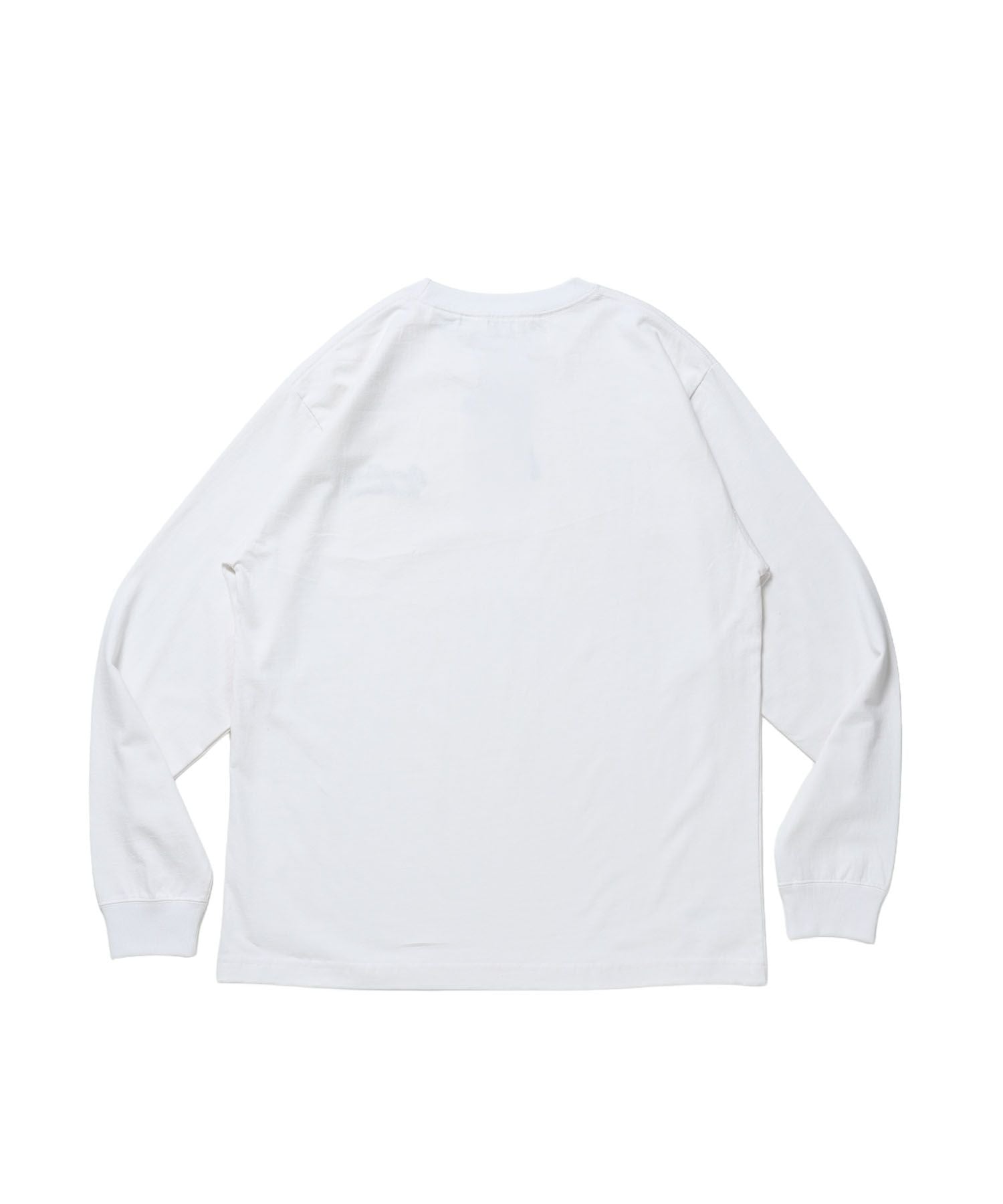 SCRIPT VNTG L/S TEE (REG) / ロンT 長袖 刺繍 ビスネーム ヴィンテージ加工 レギュラーフィット ユニセックス ホワイト