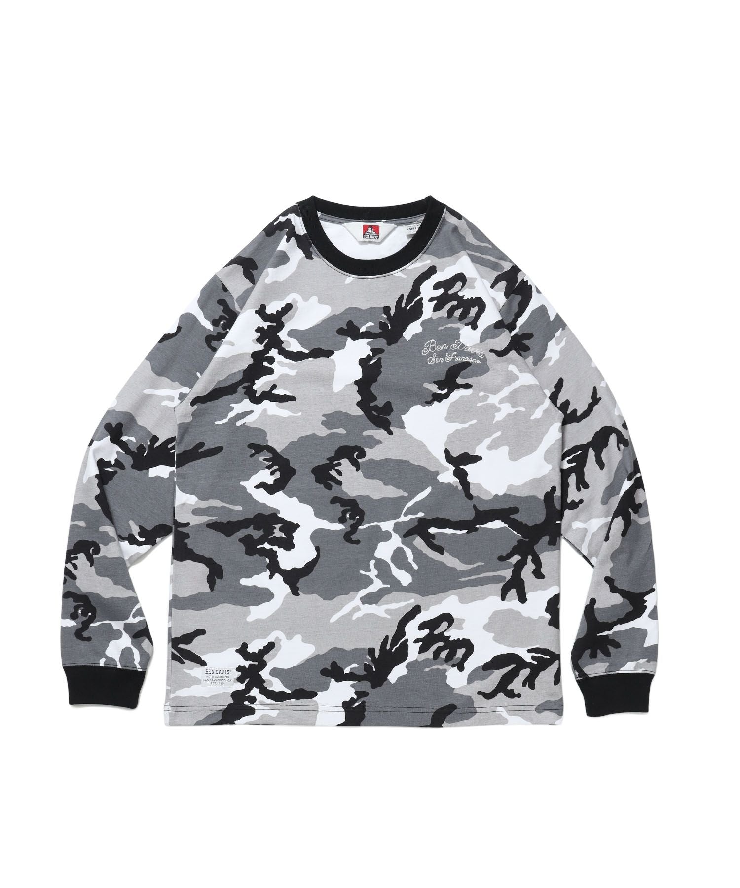 【BEN DAVIS(ベンデイビス)】SCRIPT VNTG L/S TEE (REG) / ロンT 長袖 刺繍 ビスネーム ヴィンテージ加工 レギュラーフィット ユニセックス 柄80