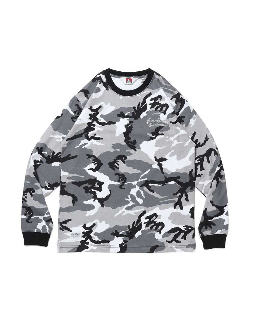 【BEN DAVIS(ベンデイビス)】SCRIPT VNTG L/S TEE (REG) / ロンT 長袖 刺繍 ビスネーム ヴィンテージ加工 レギュラーフィット ユニセックス 柄80