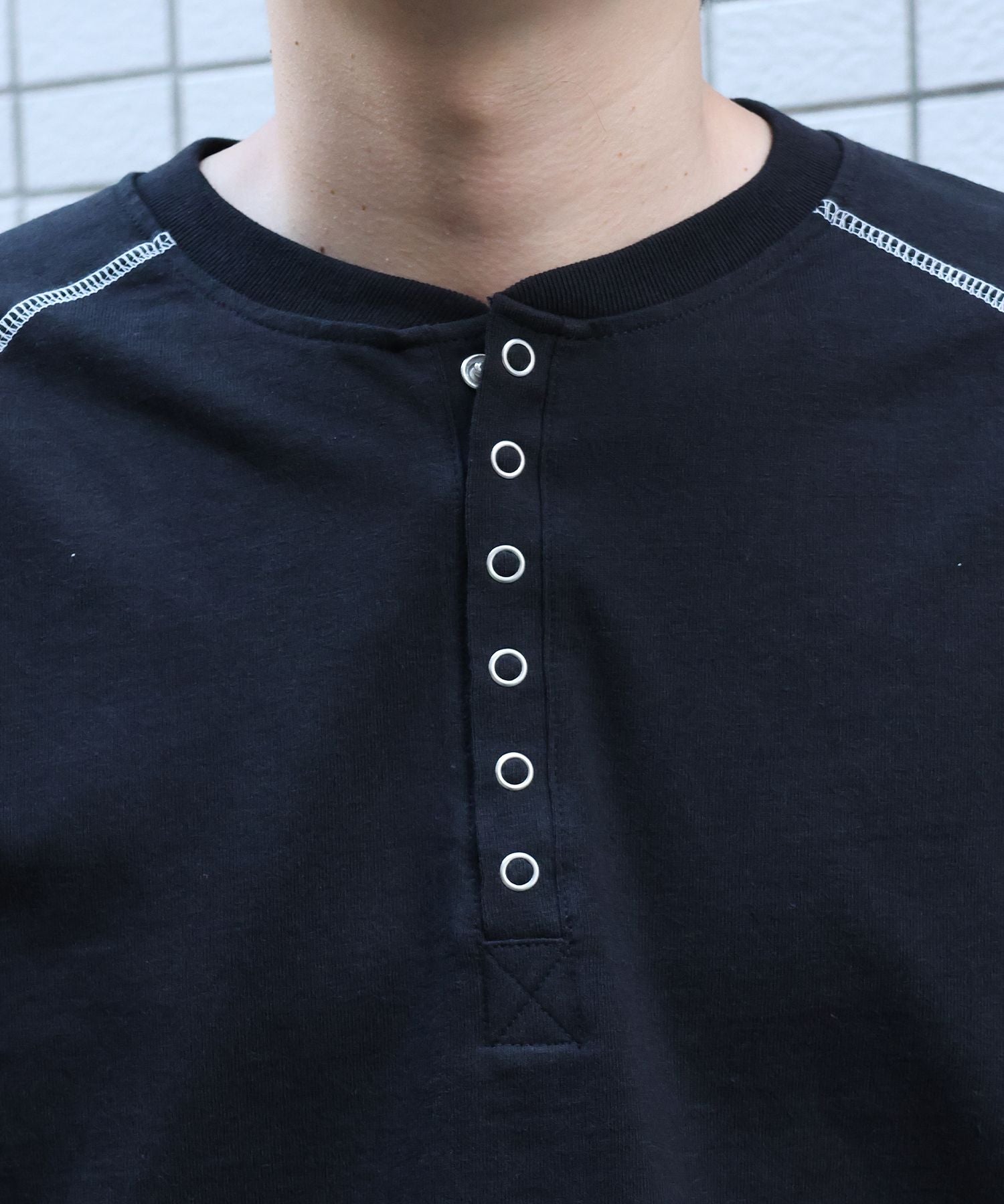 BEN'S HENLEY L/S TEE / ヘンリーネック ロング ユニセックス ラグラン 長袖 ブラック