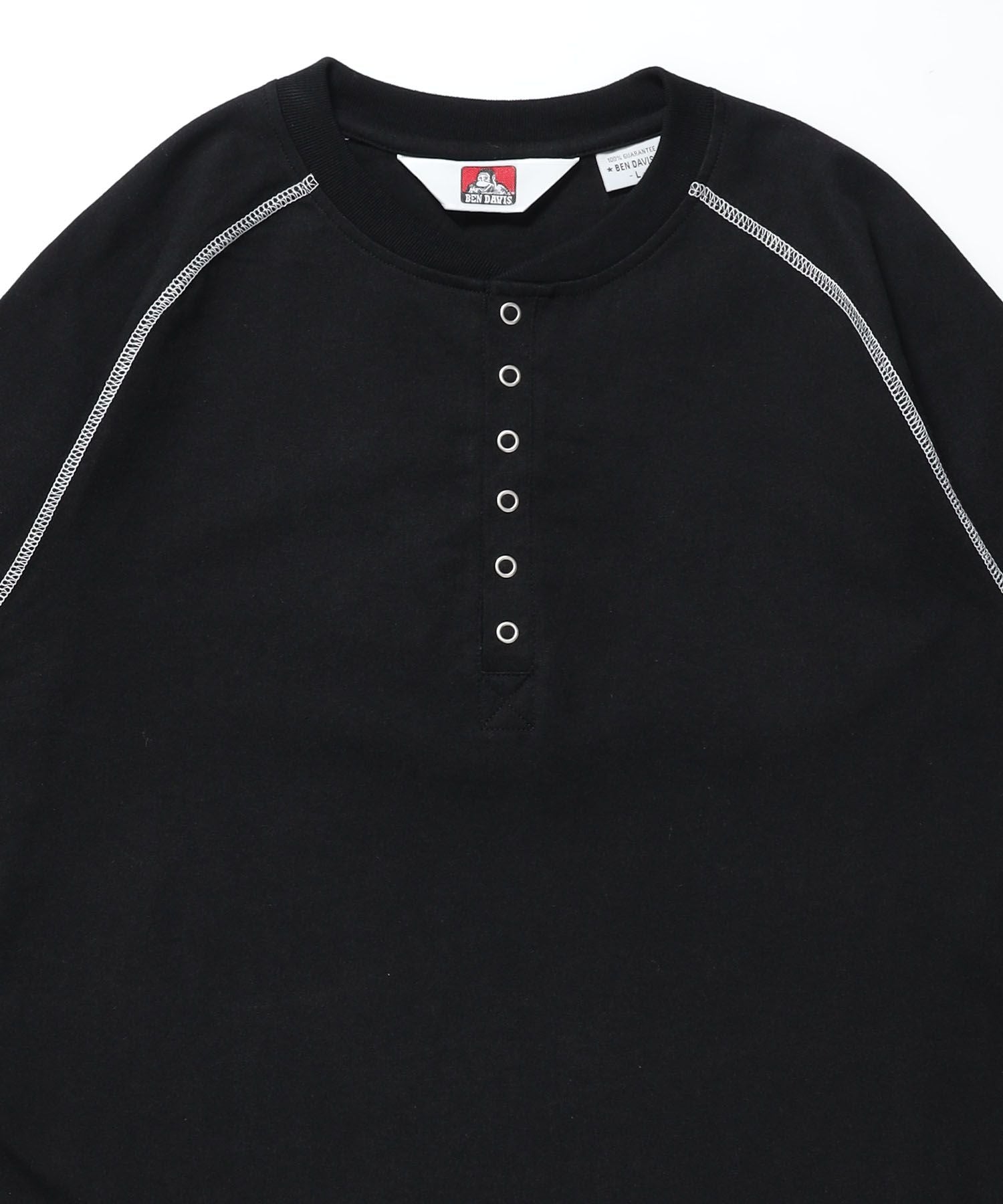 BEN'S HENLEY L/S TEE / ヘンリーネック ロング ユニセックス ラグラン 長袖 ブラック
