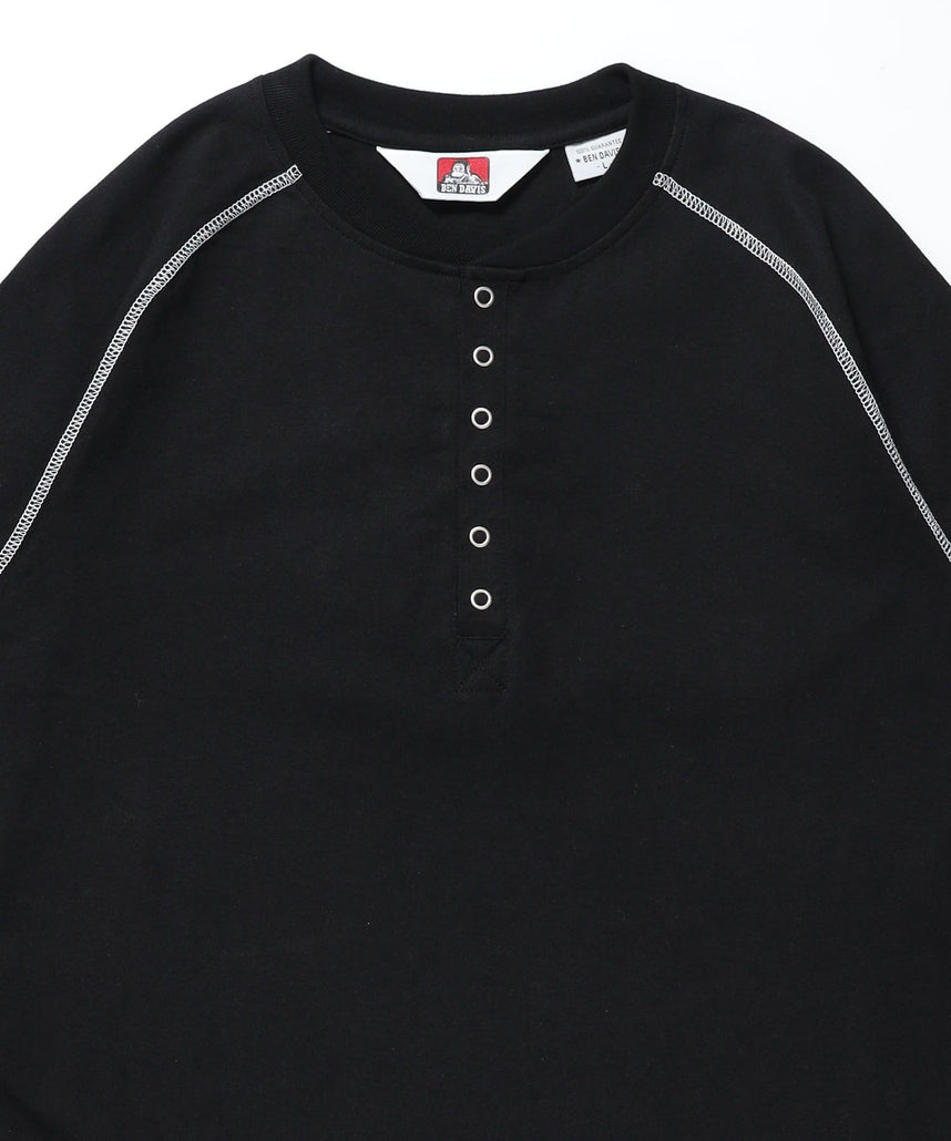 BEN'S HENLEY L/S TEE / ヘンリーネック ロング ユニセックス ラグラン 長袖 ブラック