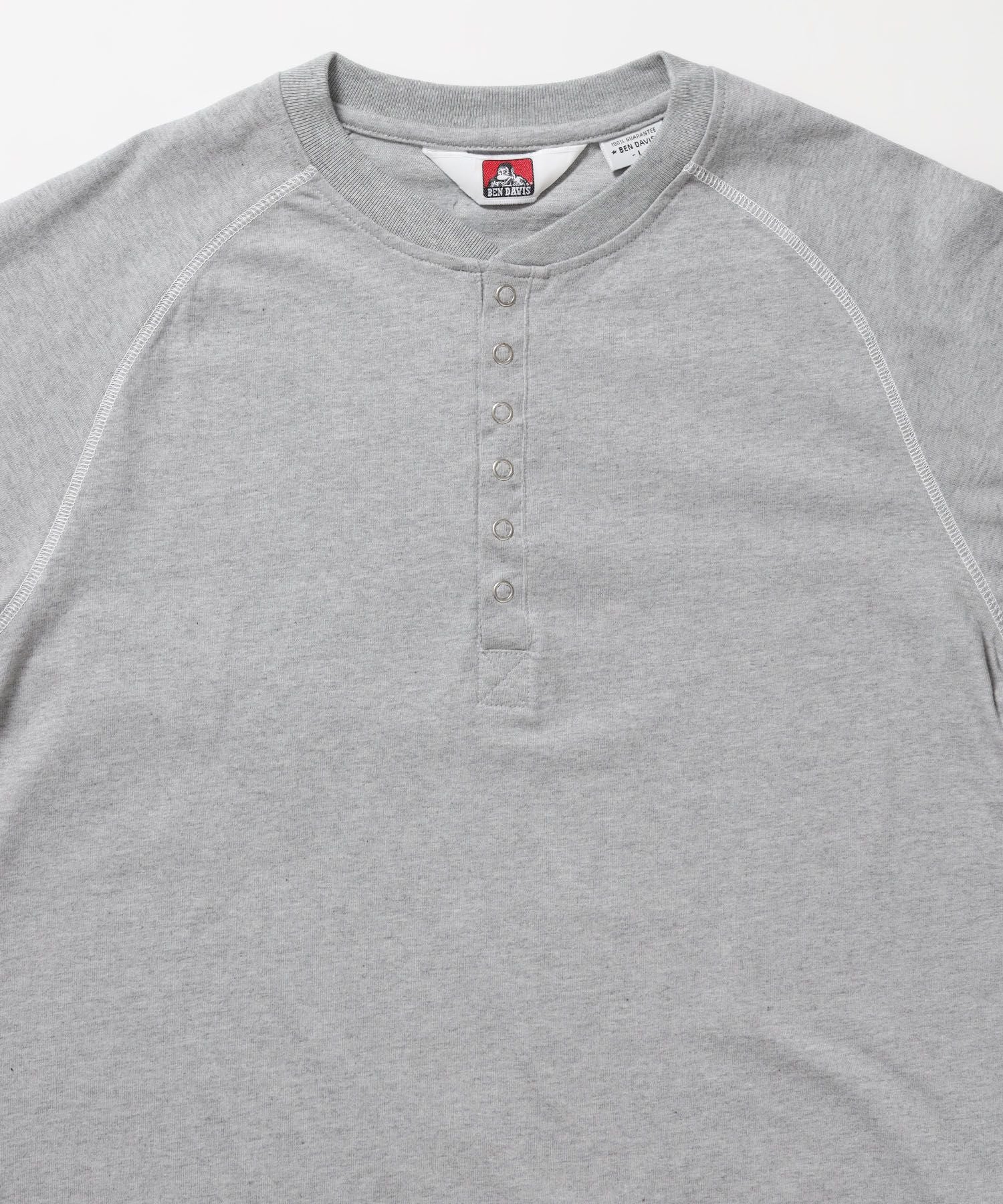 BEN'S HENLEY L/S TEE / ヘンリーネック ロング ユニセックス ラグラン 長袖 グレー