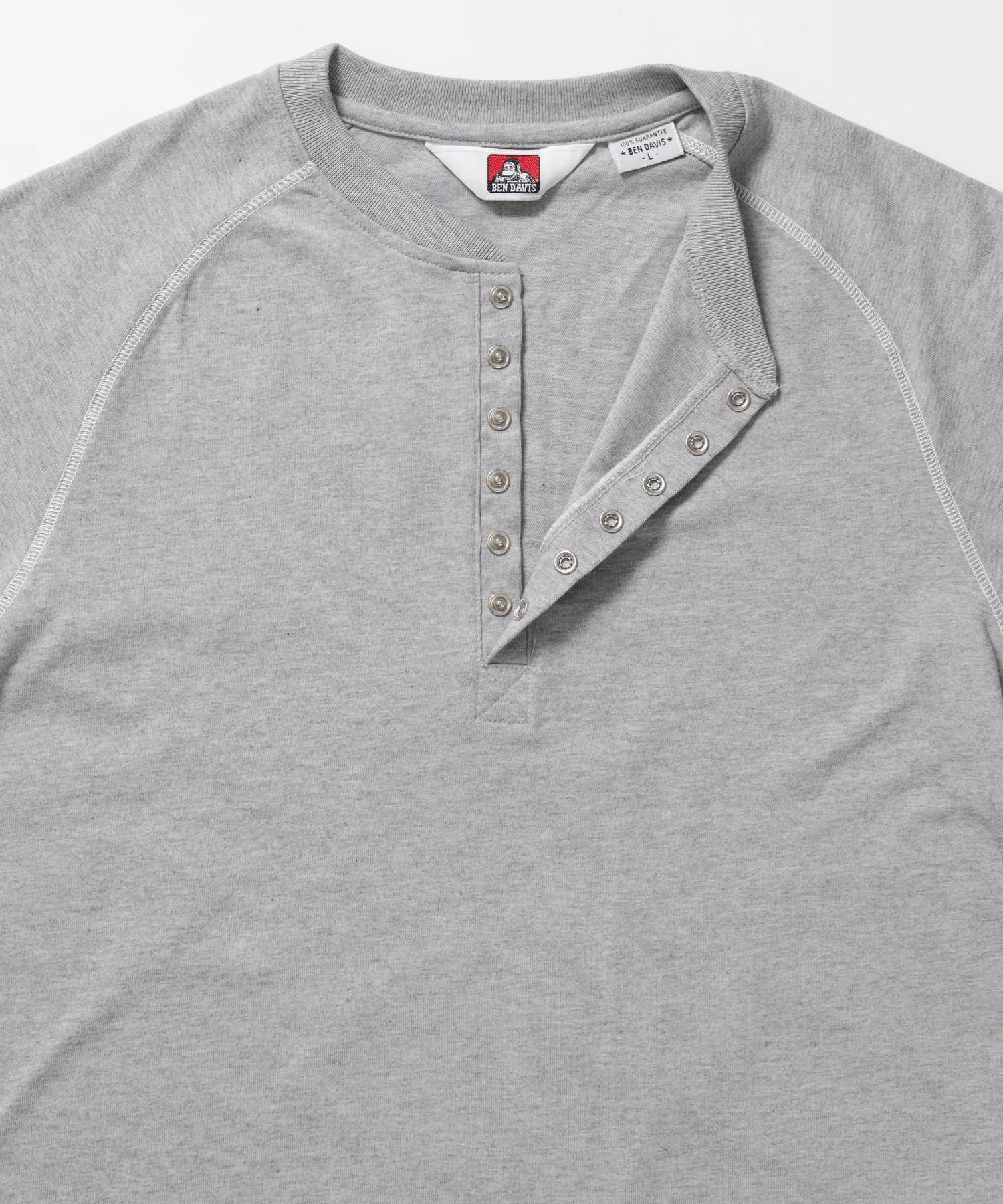 BEN'S HENLEY L/S TEE / ヘンリーネック ロング ユニセックス ラグラン 長袖 グレー