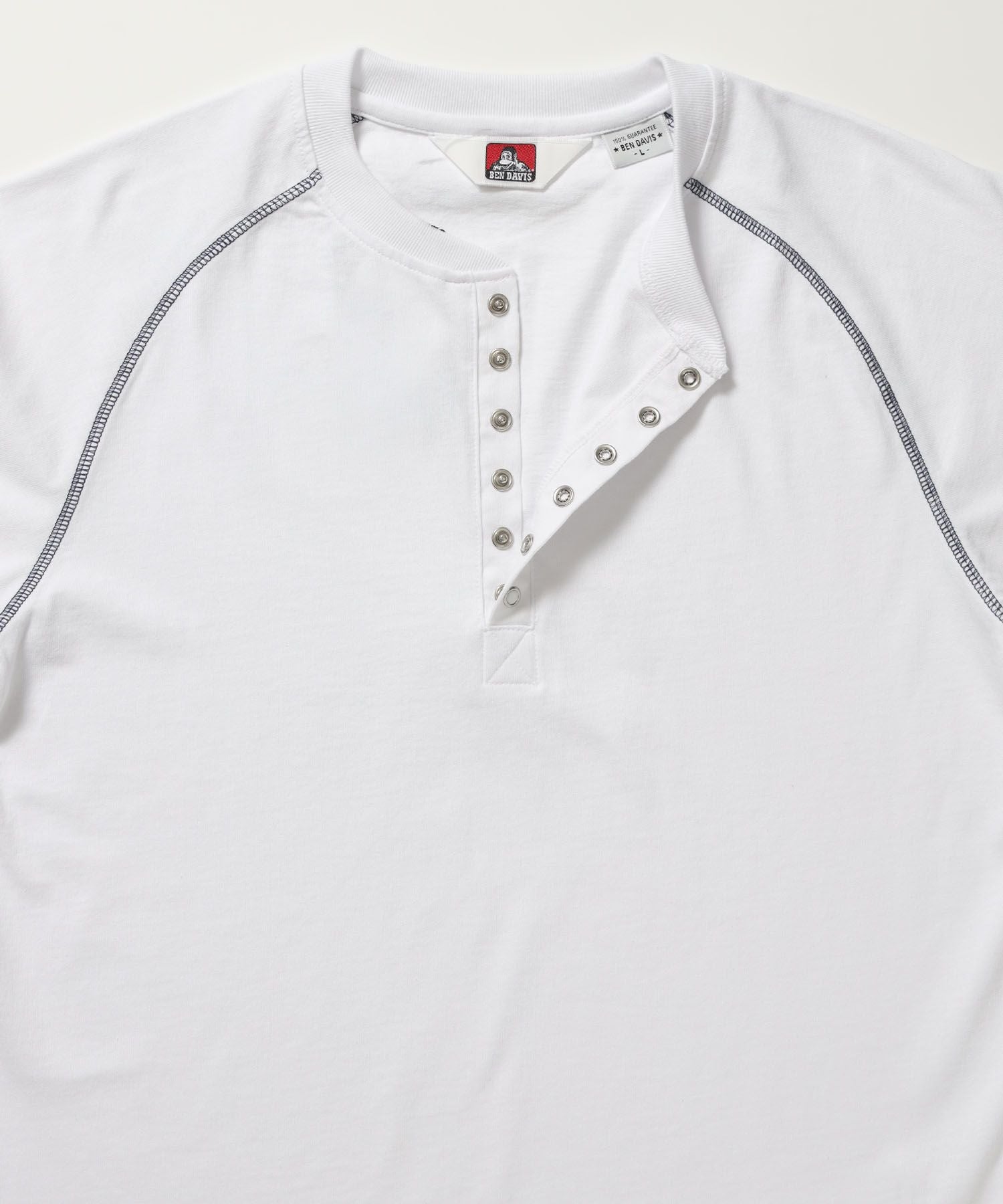 BEN'S HENLEY L/S TEE / ヘンリーネック ロング ユニセックス ラグラン 長袖 ホワイト