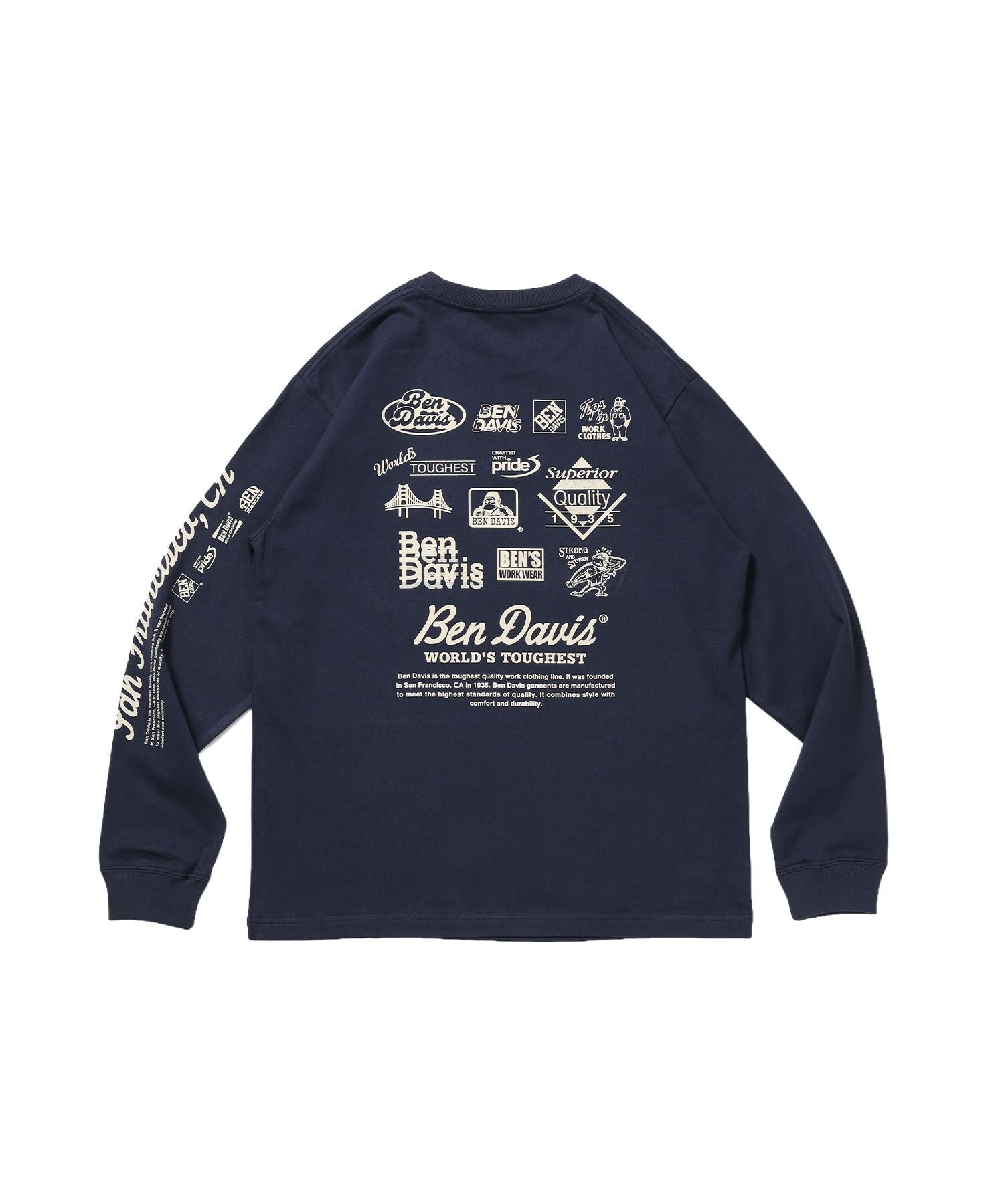 【BEN DAVIS(ベンデイビス)】GRAPHIC L/S TEE (REG) / ロンT ユニセックス レギュラーフィット 長袖 ラバープリント ネイビー