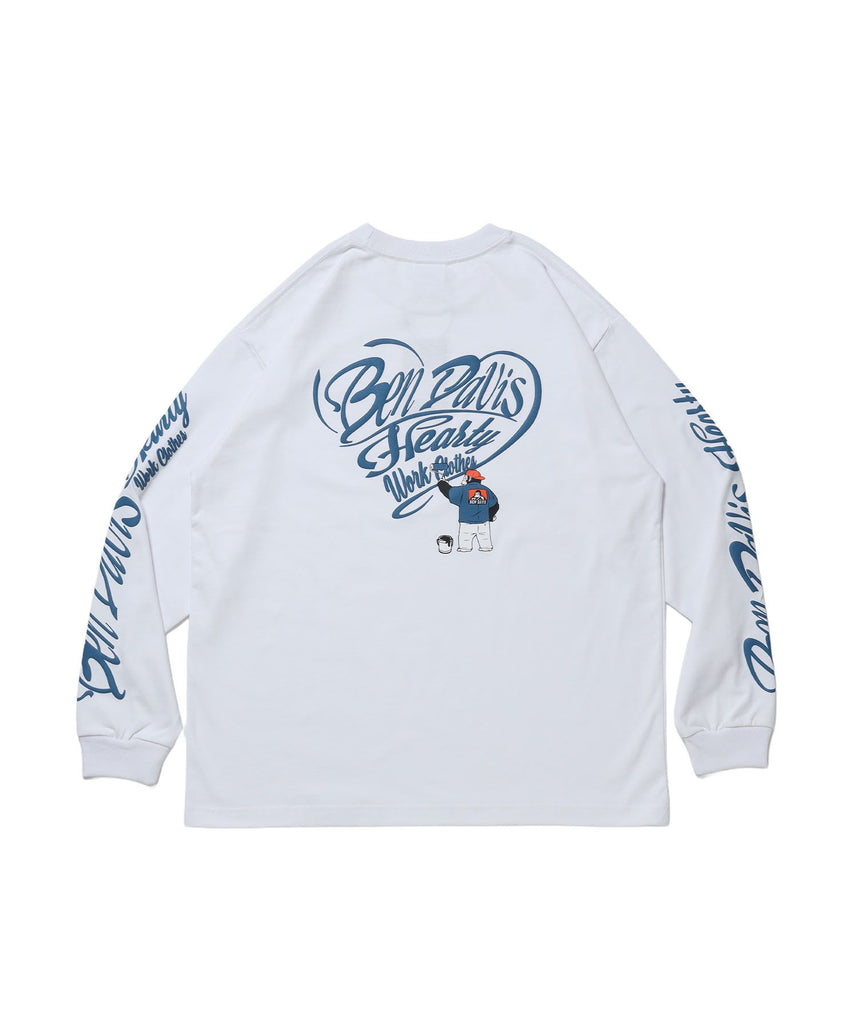 【BEN DAVIS(ベンデイビス)】GRAPHIC WIDE L/S TEE / ワイドシルエット グラフィック ロンT 長袖 ユニセックス ホワイト