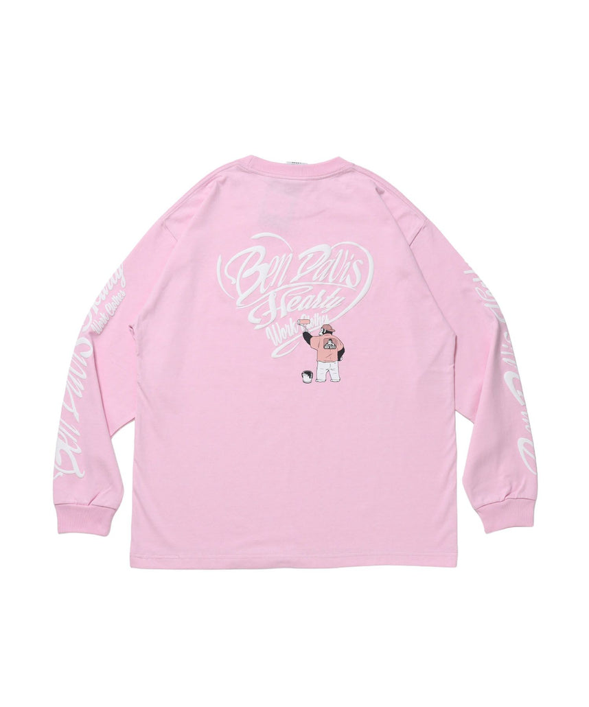 【BEN DAVIS(ベンデイビス)】GRAPHIC WIDE L/S TEE / ワイドシルエット グラフィック ロンT 長袖 ユニセックス ピンク
