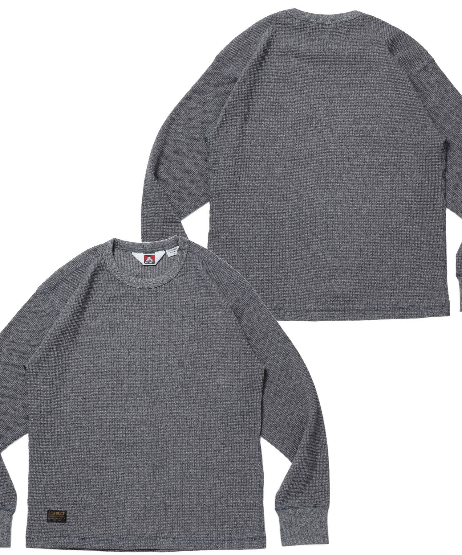 【BEN DAVIS(ベンデイビス)】WAFFLE L/S CREW / ワッフル クルーネック 長袖 ロンT ユニセックス グレー