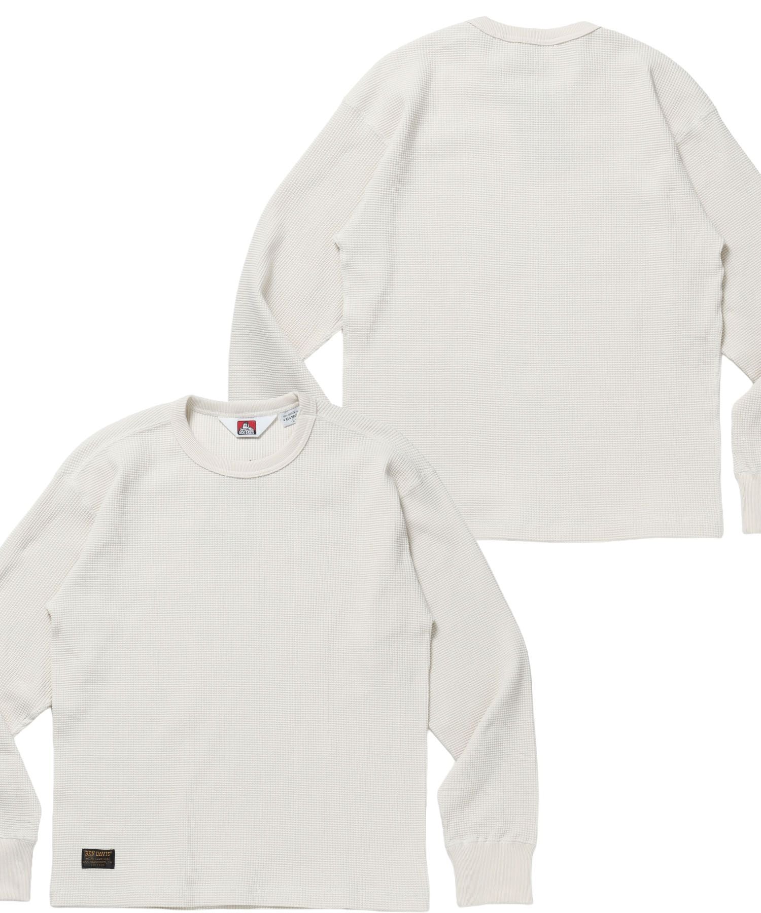 【BEN DAVIS(ベンデイビス)】WAFFLE L/S CREW / ワッフル クルーネック 長袖 ロンT ユニセックス オフホワイト