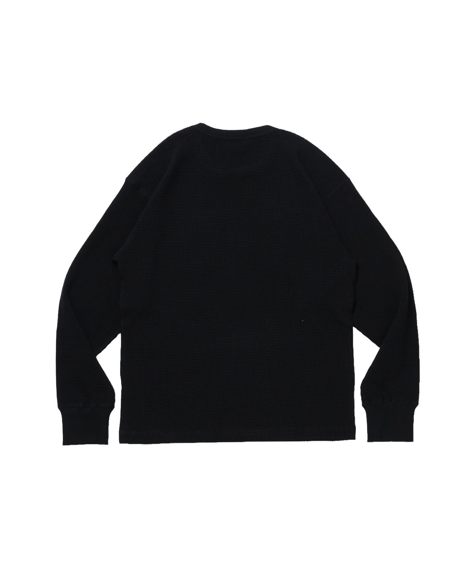WAFFLE L/S CREW / ワッフル クルーネック 長袖 ロンT ユニセックス ブラック