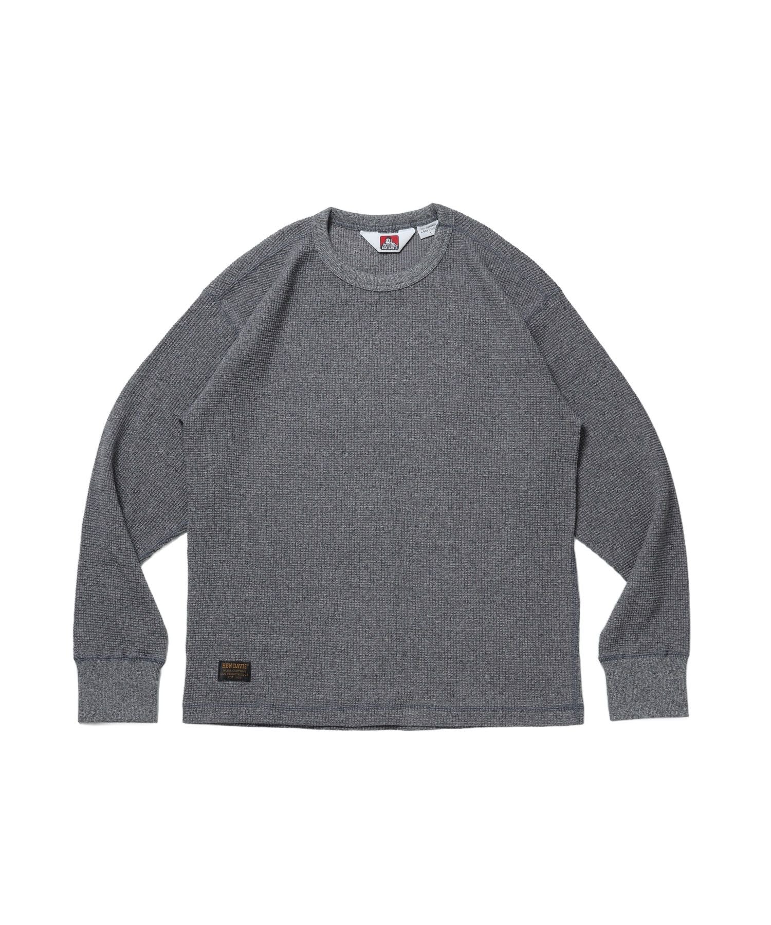 【BEN DAVIS(ベンデイビス)】WAFFLE L/S CREW / ワッフル クルーネック 長袖 ロンT ユニセックス グレー