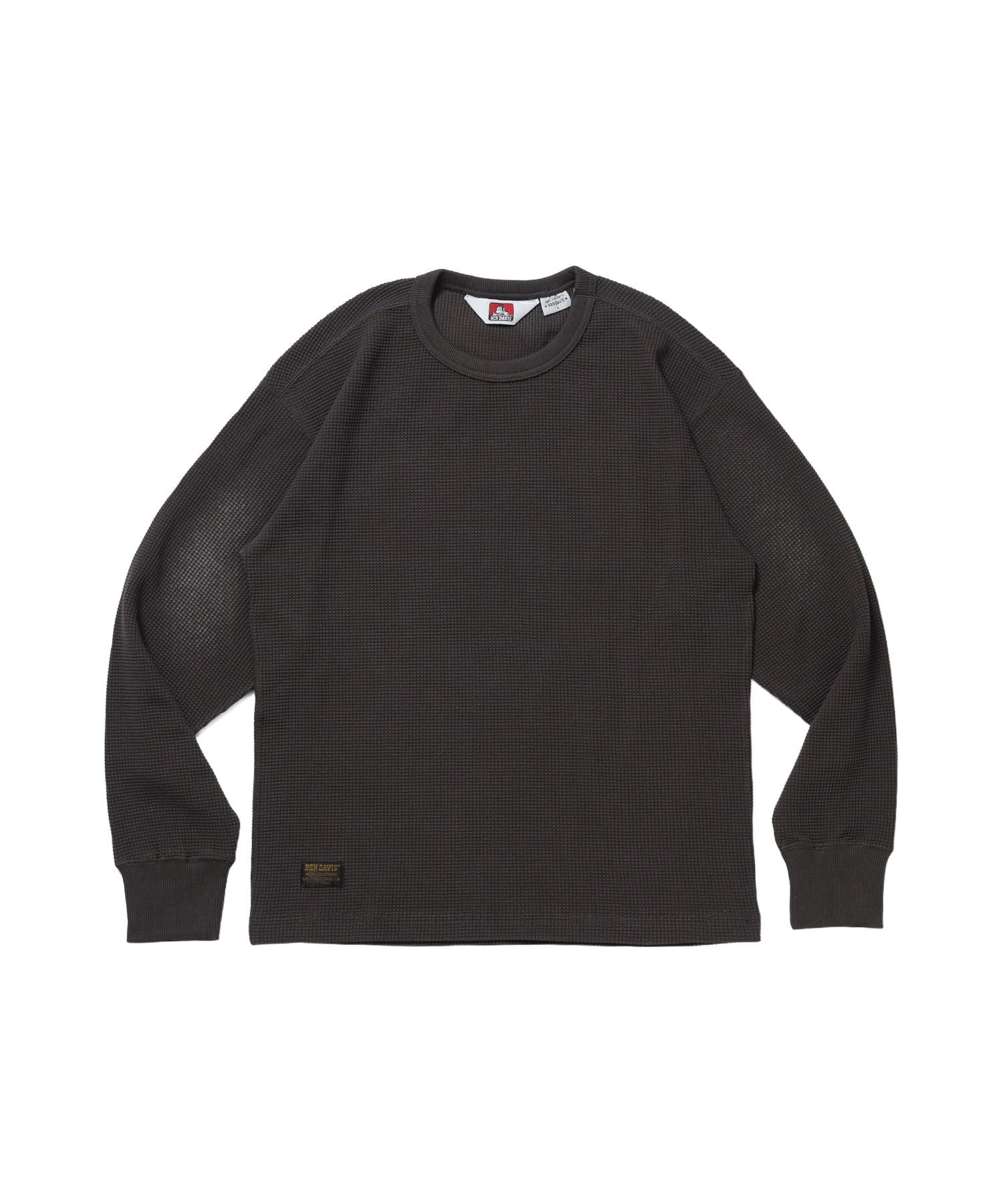 【BEN DAVIS(ベンデイビス)】WAFFLE L/S CREW / ワッフル クルーネック 長袖 ロンT ユニセックス ダークブラウン