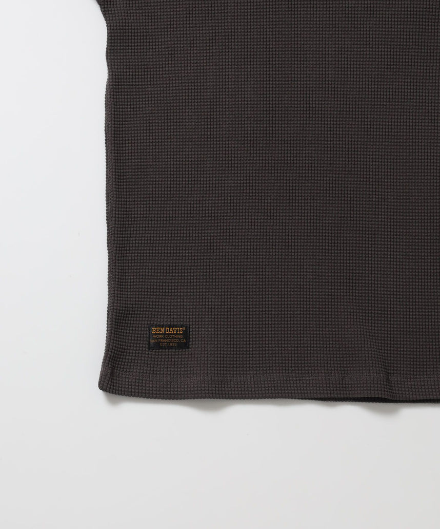 WAFFLE L/S CREW / ワッフル クルーネック 長袖 ロンT ユニセックス ダークブラウン