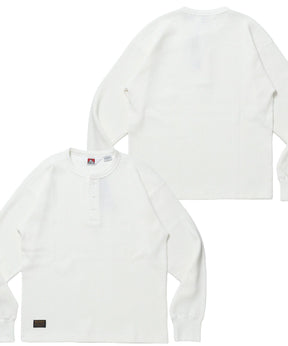 WAFFLE L/S HENLEY / ワッフル ヘンリーネック ロンT ユニセックス 長袖 サーマル ホワイト