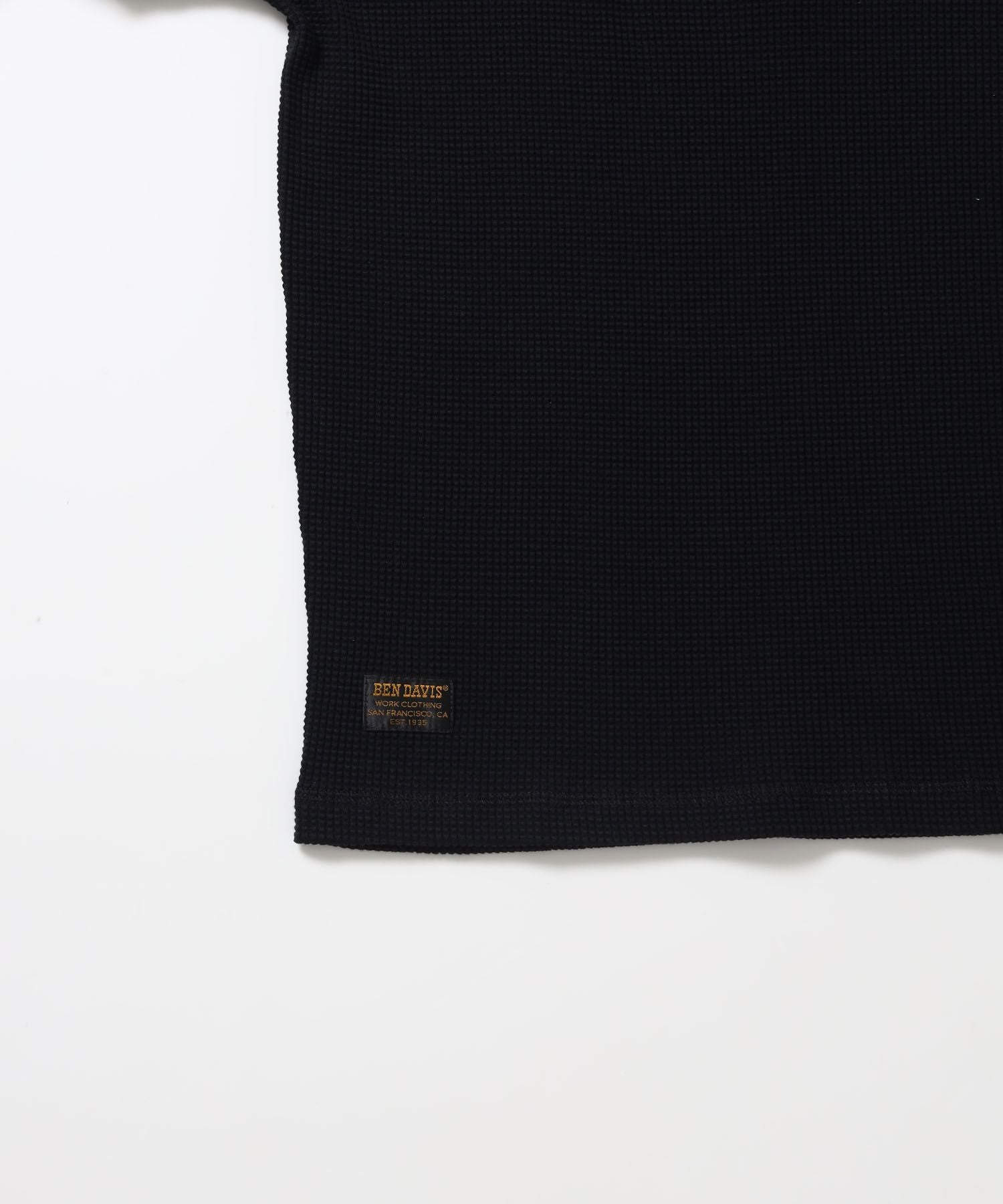 WAFFLE L/S HENLEY / ワッフル ヘンリーネック ロンT ユニセックス 長袖 サーマル ブラック