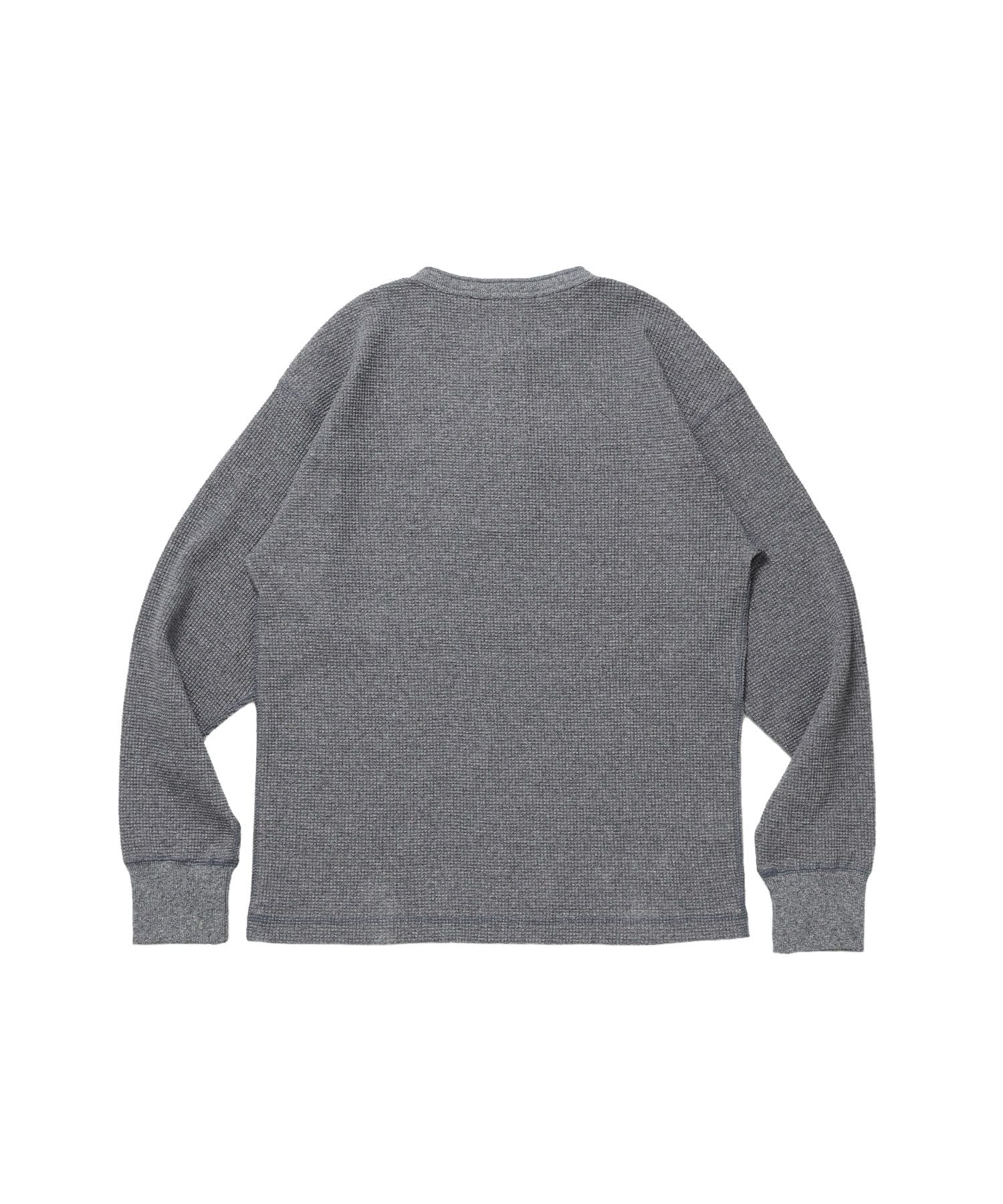 WAFFLE L/S HENLEY / ワッフル ヘンリーネック ロンT ユニセックス 長袖 サーマル グレー