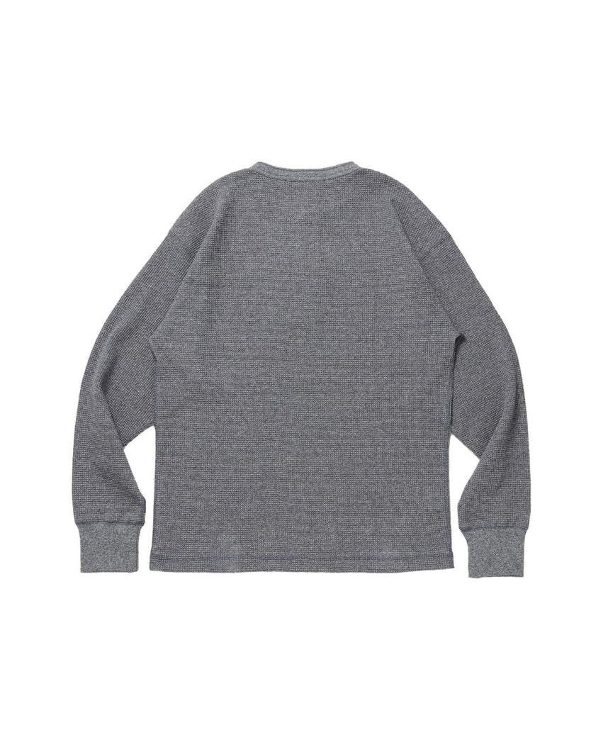 WAFFLE L/S HENLEY / ワッフル ヘンリーネック ロンT ユニセックス 長袖 サーマル グレー
