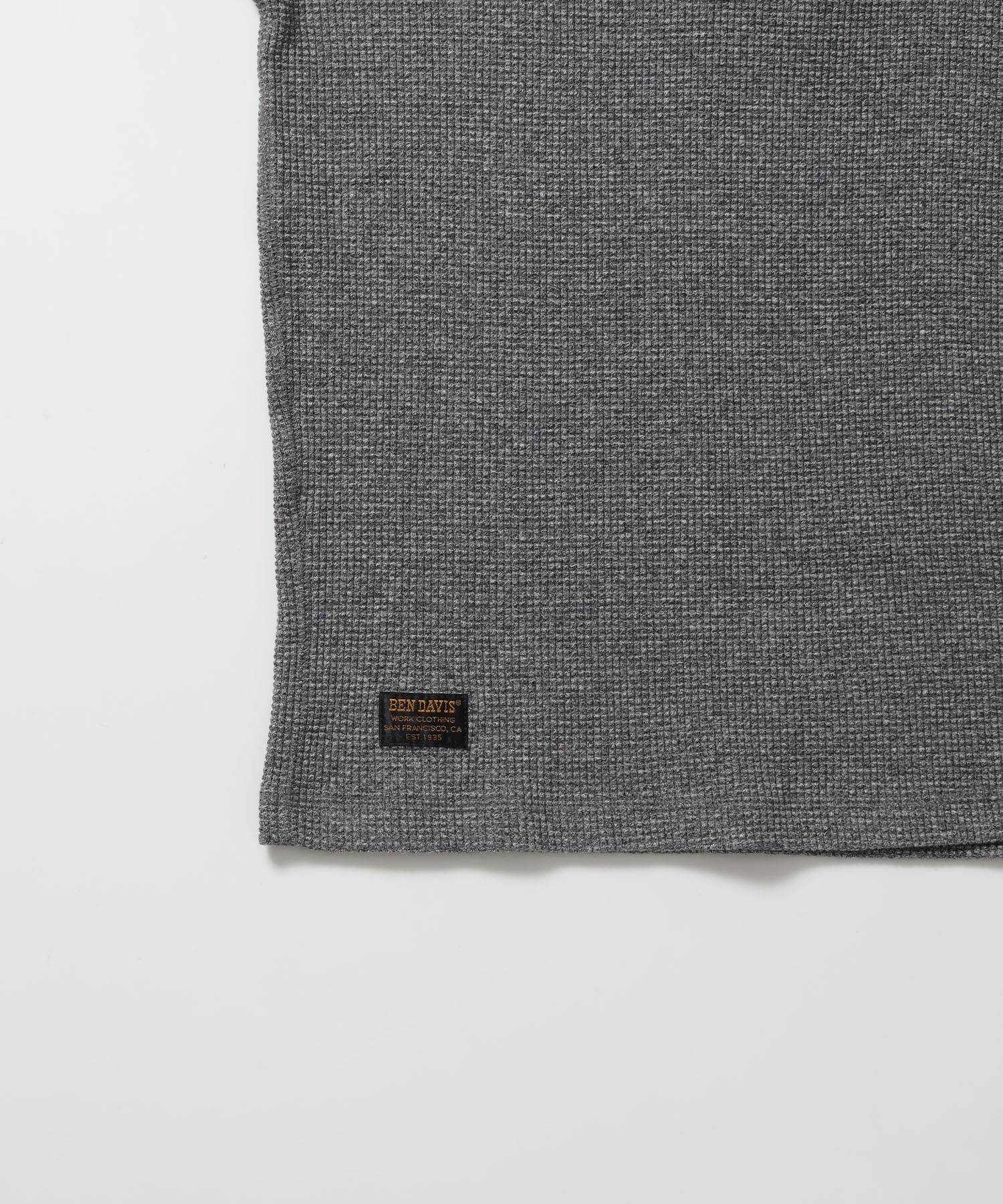 WAFFLE L/S HENLEY / ワッフル ヘンリーネック ロンT ユニセックス 長袖 サーマル グレー
