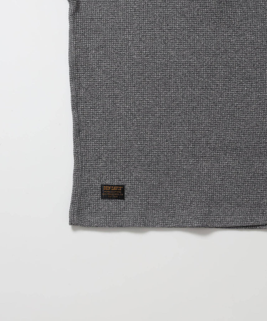 WAFFLE L/S HENLEY / ワッフル ヘンリーネック ロンT ユニセックス 長袖 サーマル グレー