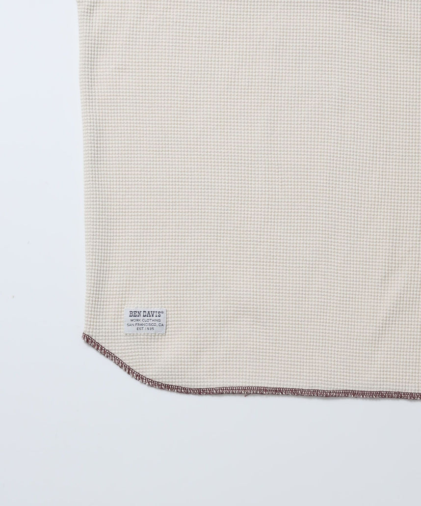 BIG WAFFLE L/S HENLEY / ワッフル ラグラン ヘンリー ユニセックス 長袖 ロンT ワイン