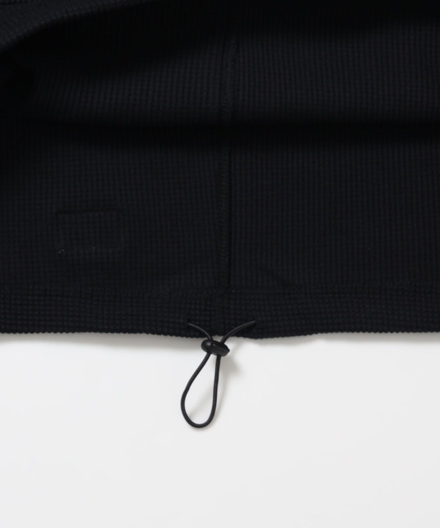 BIG WAFFLE HENLEY WIDE P/O / ワッフル ヘンリー ネック ワイドシルエット ロンT ユニセックス 長袖 ブラック
