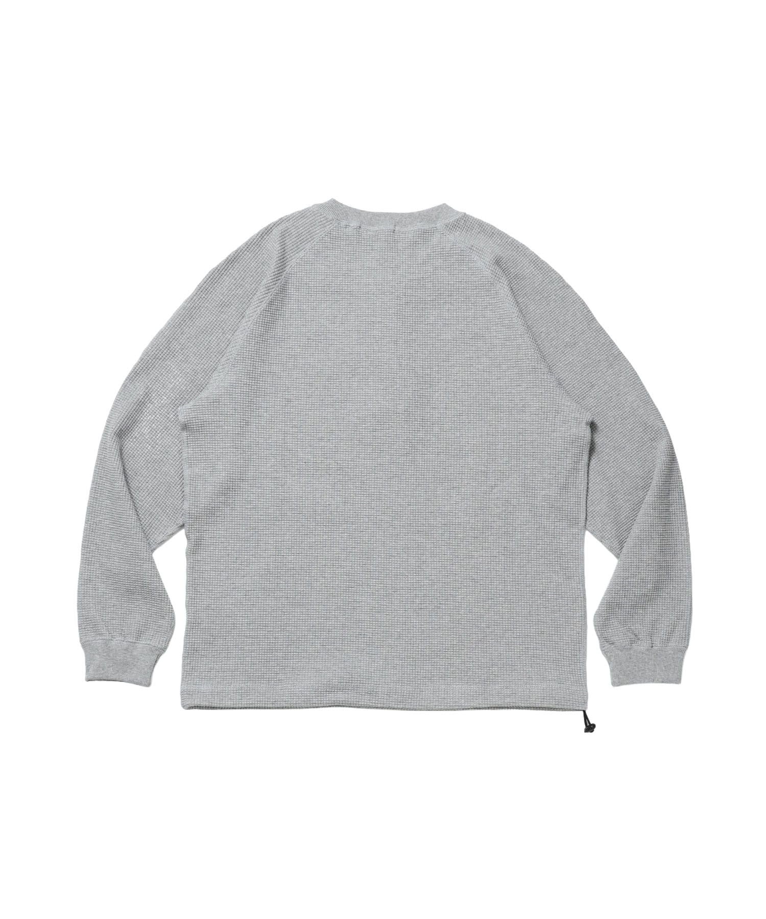 BIG WAFFLE HENLEY WIDE P/O / ワッフル ヘンリー ネック ワイドシルエット ロンT ユニセックス 長袖 ライトグレー
