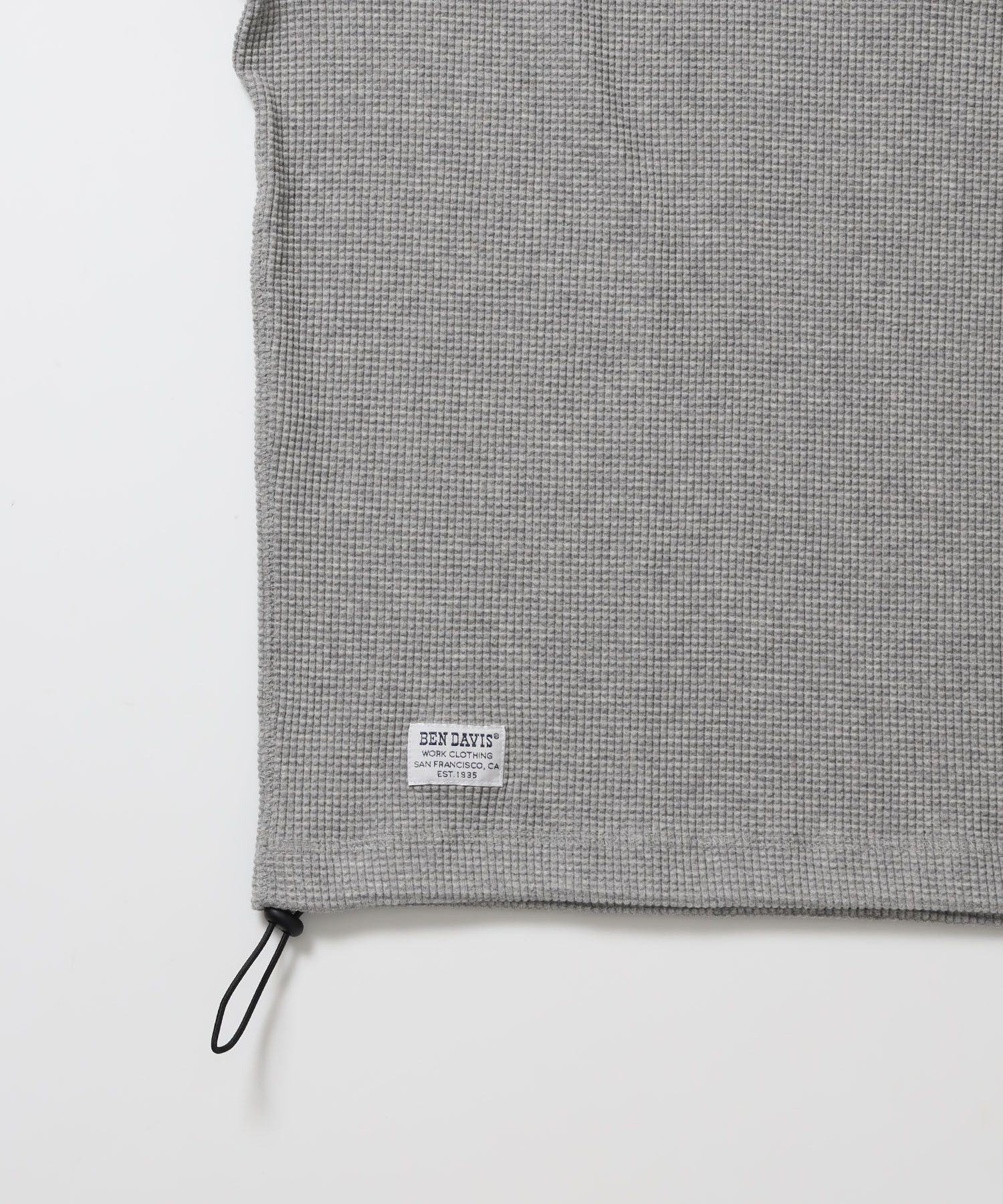 BIG WAFFLE HENLEY WIDE P/O / ワッフル ヘンリー ネック ワイドシルエット ロンT ユニセックス 長袖 ライトグレー