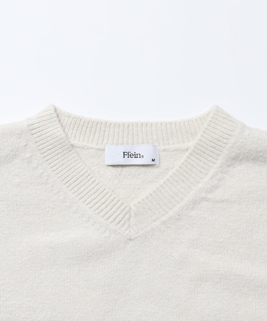 ウール混Vネックニット / ウール混 刺繍 ニット Vネック ユニセックス