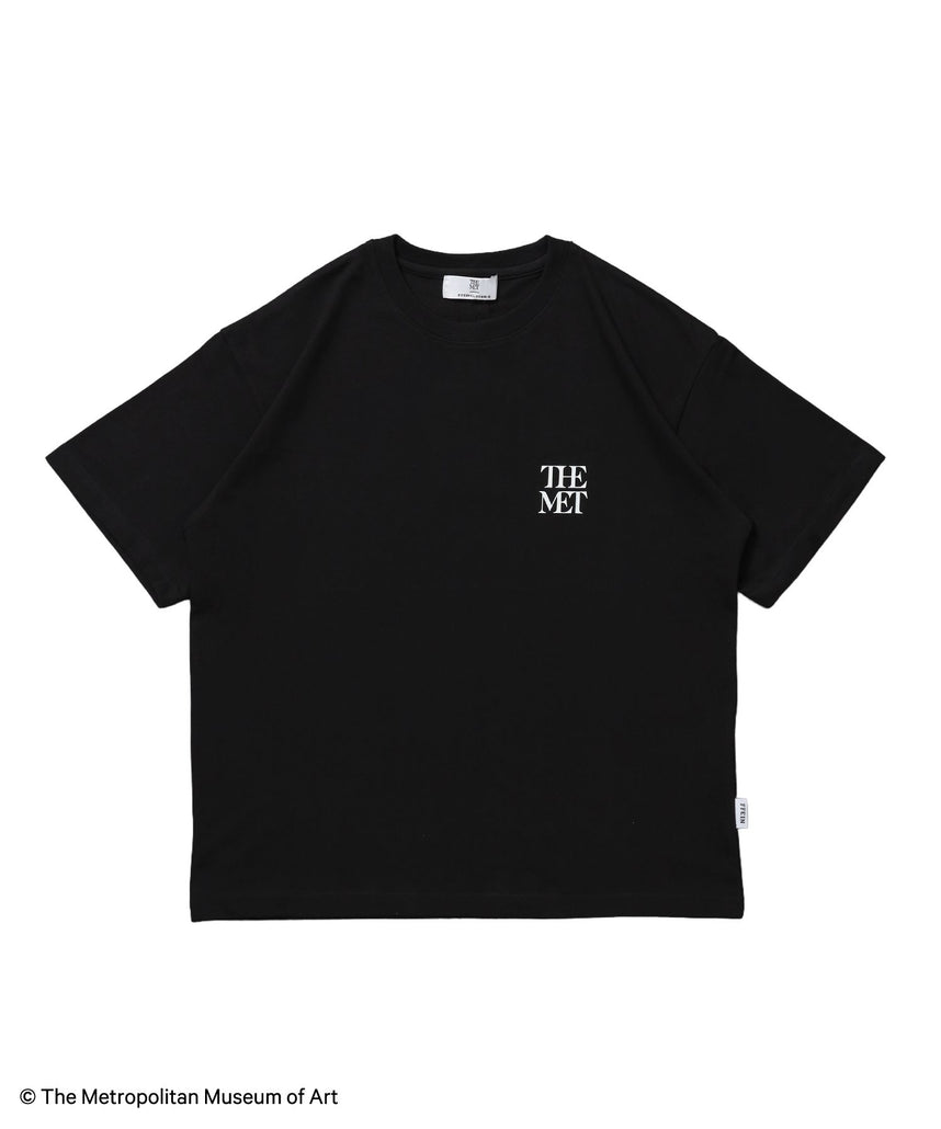 【FFEIN(フェイン)】The Metワンポイント刺繍Tシャツ / メトロポリタン美術館 半袖 クルーネック プリント ワンポイント 刺繍 ブラック