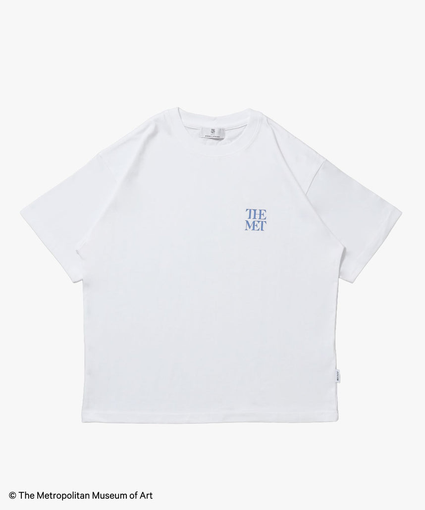 【FFEIN(フェイン)】The Metワンポイント刺繍Tシャツ / メトロポリタン美術館 半袖 クルーネック プリント ワンポイント 刺繍 ホワイト