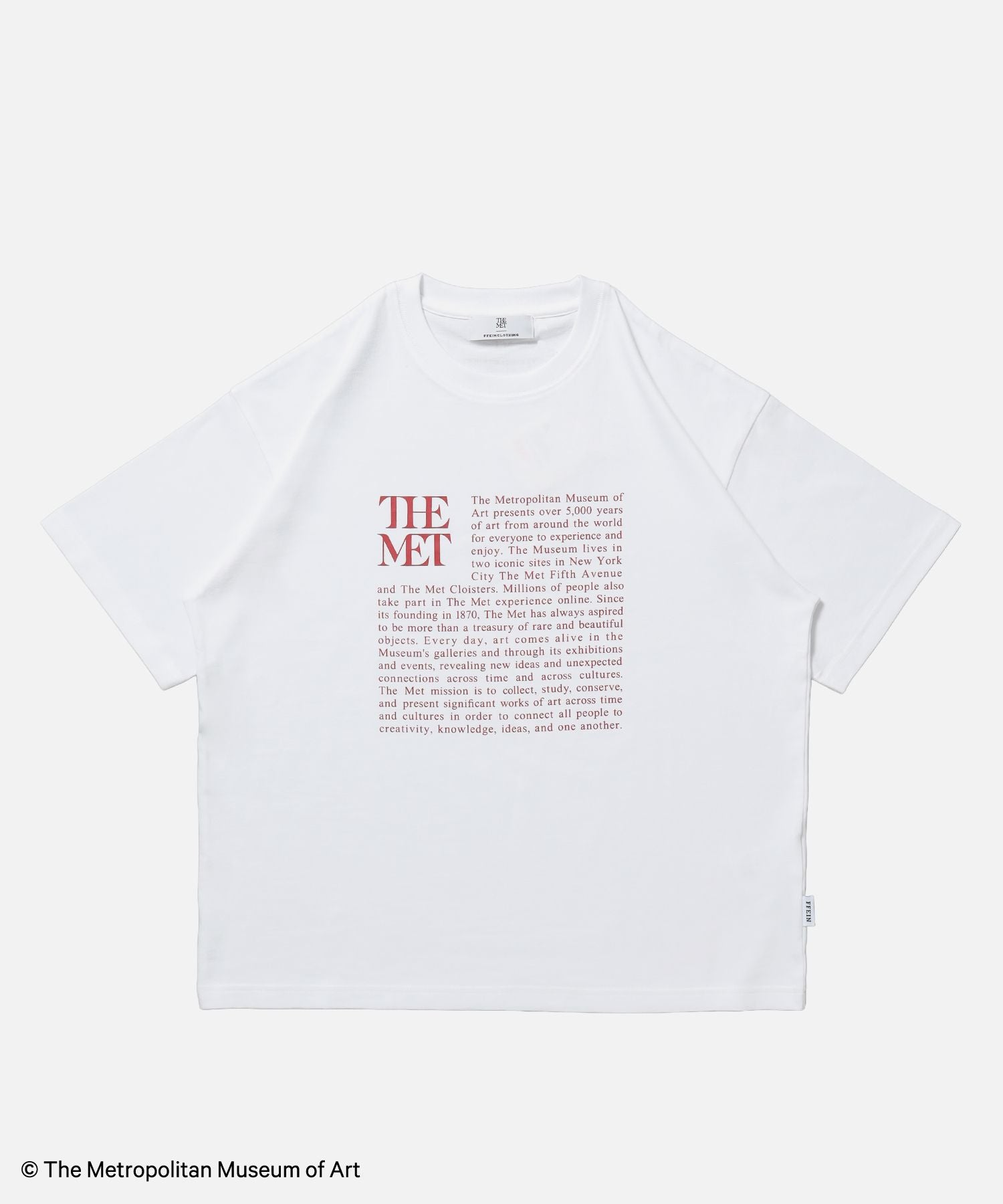 【FFEIN(フェイン)】The Met小文字グラフィックTシャツ / メトロポリタン美術館 半袖 クルーネック プリント ワンポイント ホワイト