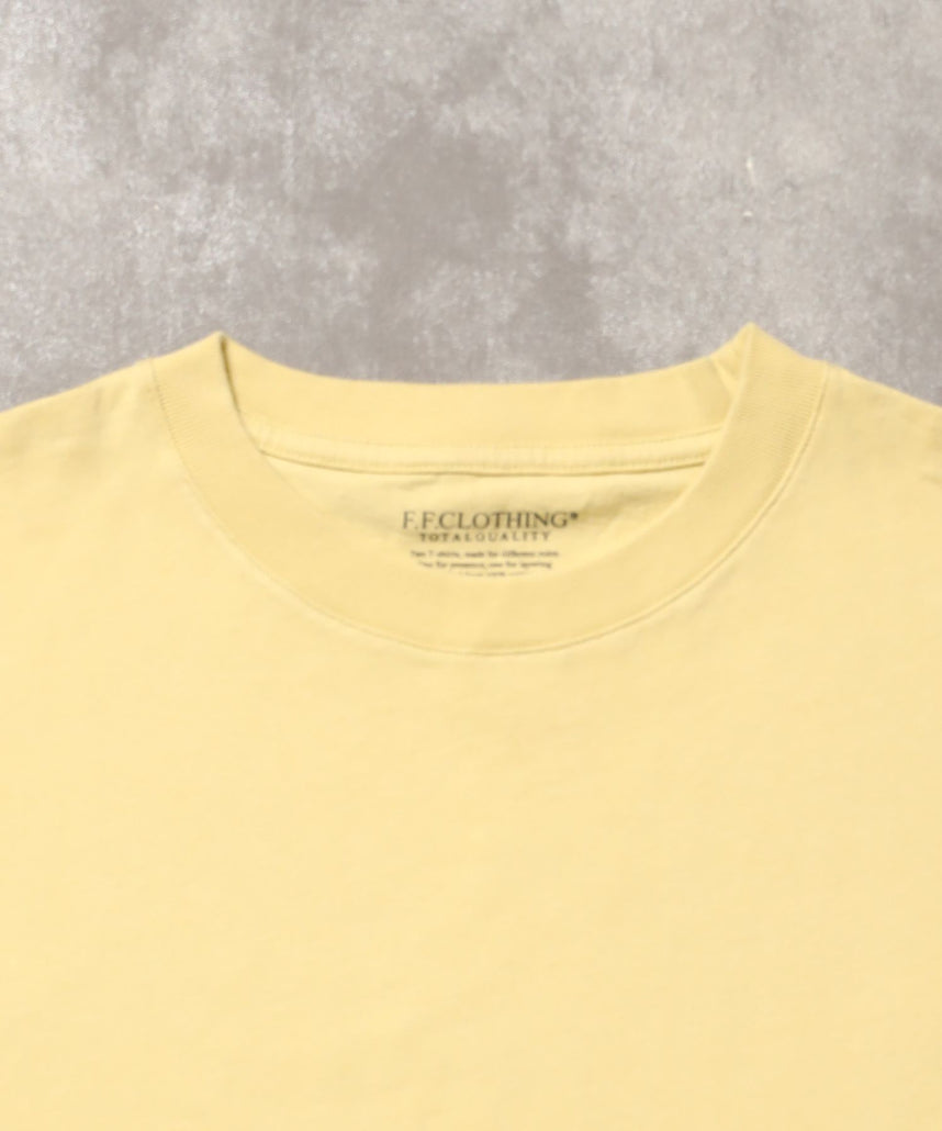 「ラフに着てもサマになる、太リブベーシックTシャツ」カラバリ太リブベーシックTシャツレモンイエロー