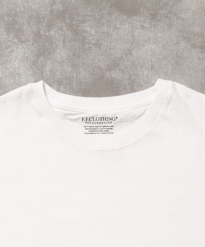 「FFEINらしいミニマルな着こなしを叶える」カラバリ細リブベーシックTシャツ【バイオウォッシュ】 ホワイト