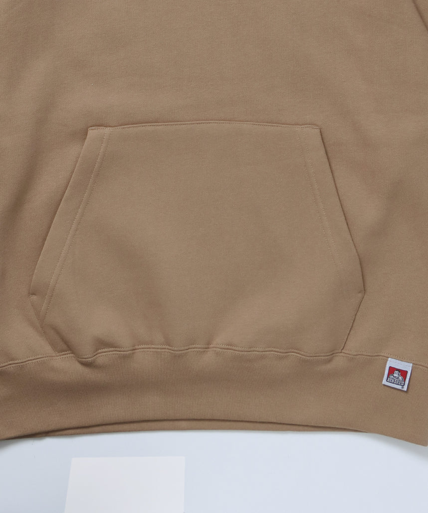BD LABEL EMB HOODIE / フーディ プルパーカー ヘビーウェイト ワンポイント 刺繍 裏起毛 モカ