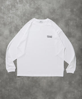 ワンポイントロゴ刺繍ロンT / ロンT 刺繍 ロゴ クルーネック ワンポイント 長袖 ホワイト
