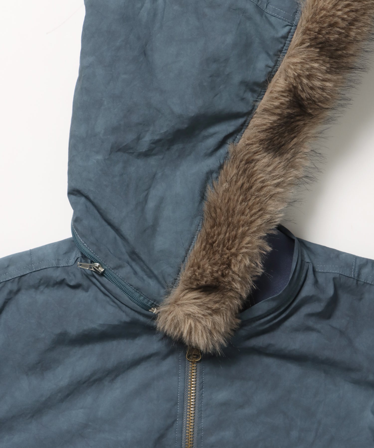 FUR SQNZ BOMBER JACKET / オーバーサイズ ジャケット アウター ブルゾン 中綿 加工 ジップ ネイビー