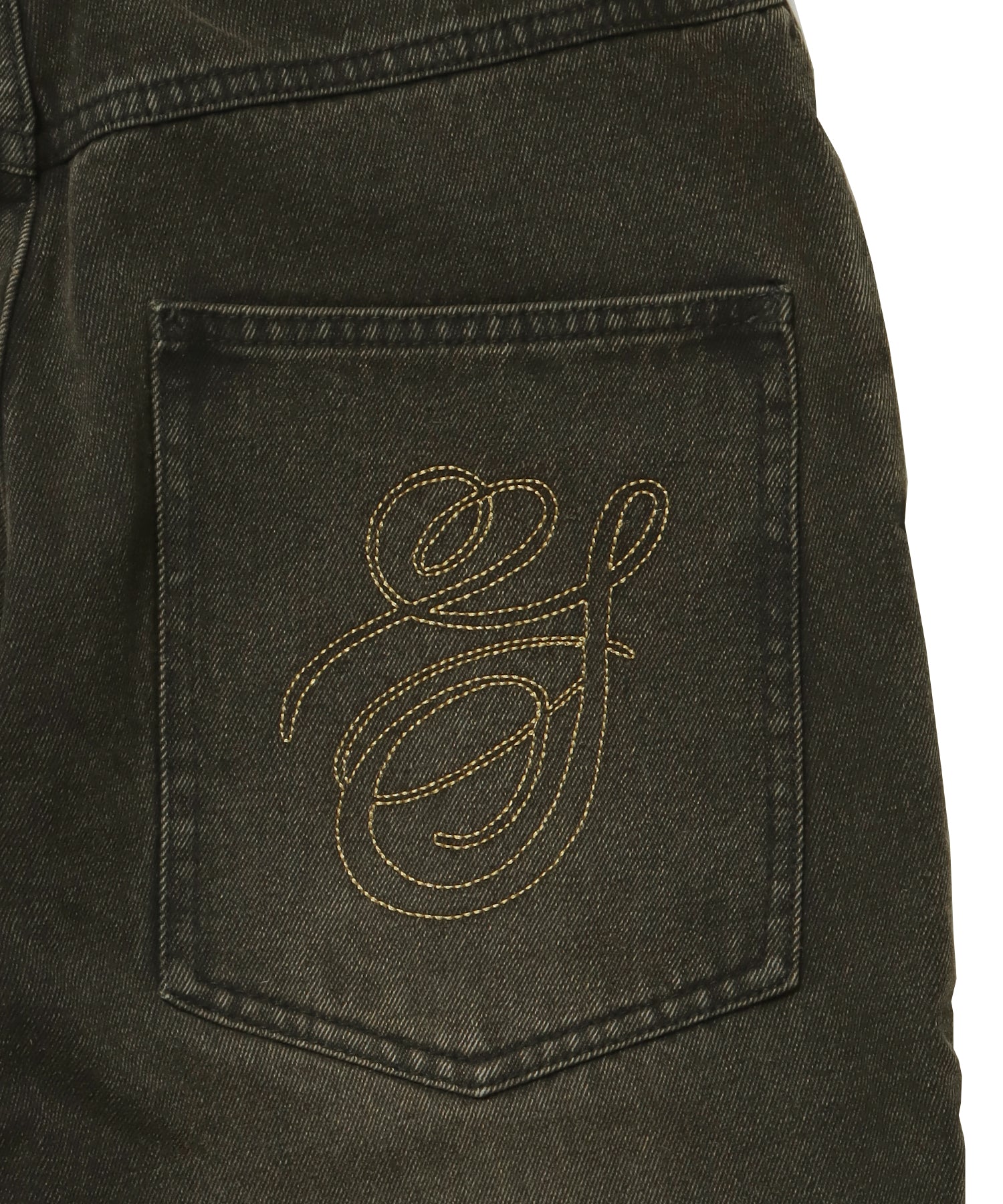 sqnz carve logo ladies denim / パンツ デニム リジッド 加工 カーブ 刺繍 ブラウン