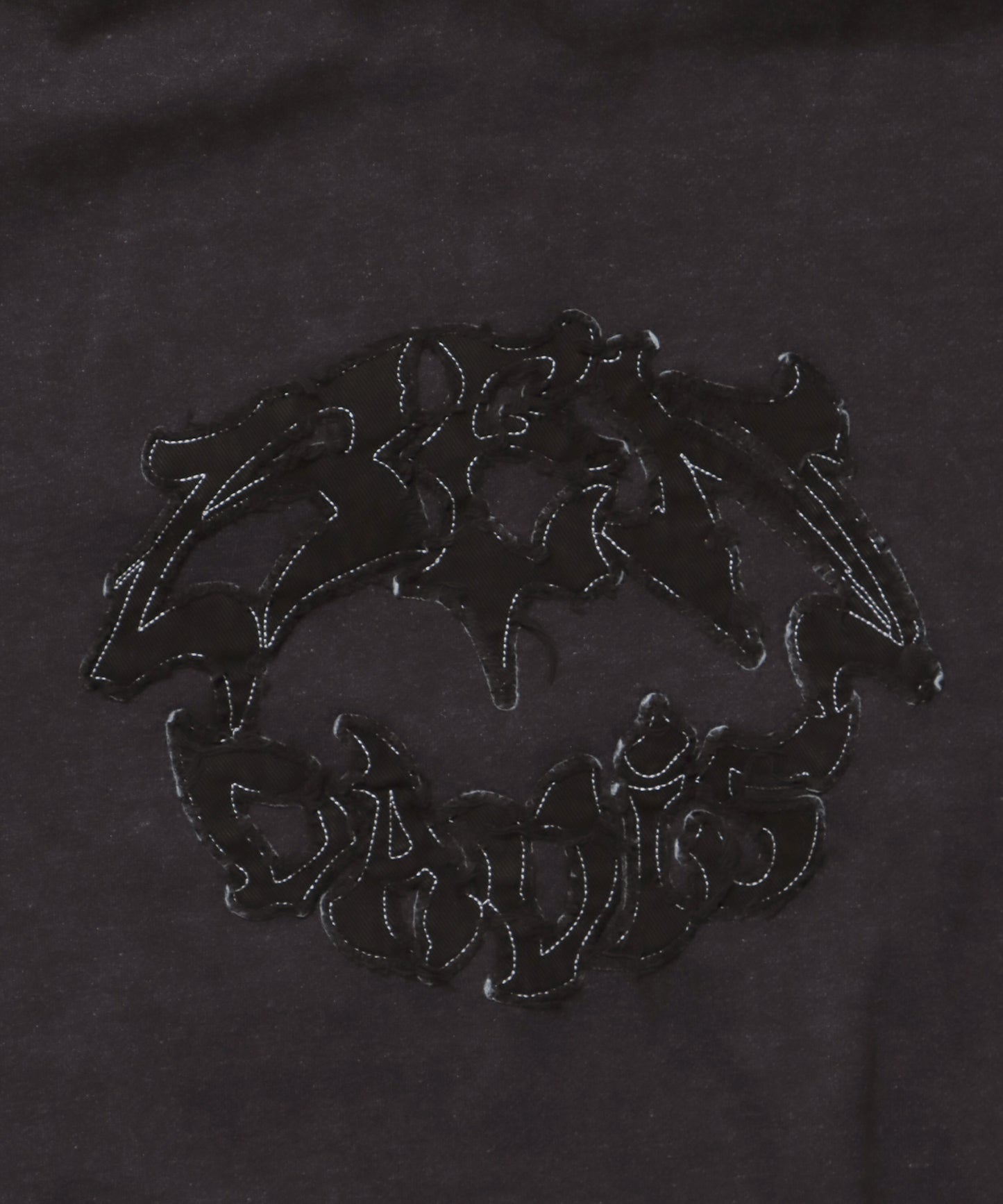 PATCHING BLEACH ZIP HOODIE / 加工 ジップパーカー ワッペン フーディ 裏起毛 ブラック