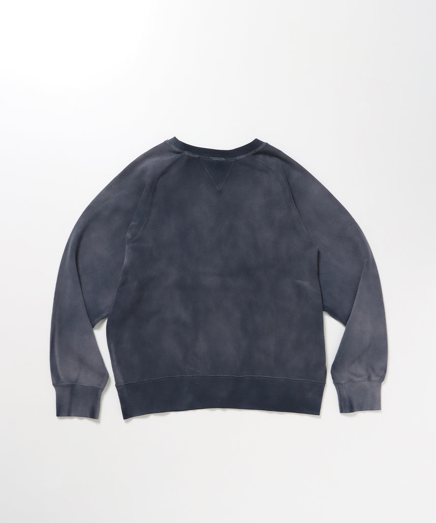 70'S FIT F-SLEEVE CREW / 加工 裏起毛 クルーネック スウェット ラグラン 短丈 裏毛 ネイビー