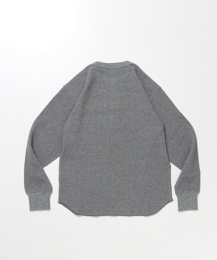 WAFFLE L/S HENLEY / ヘンリー ワッフル オーバーサイズ 長袖 レイヤード グレー